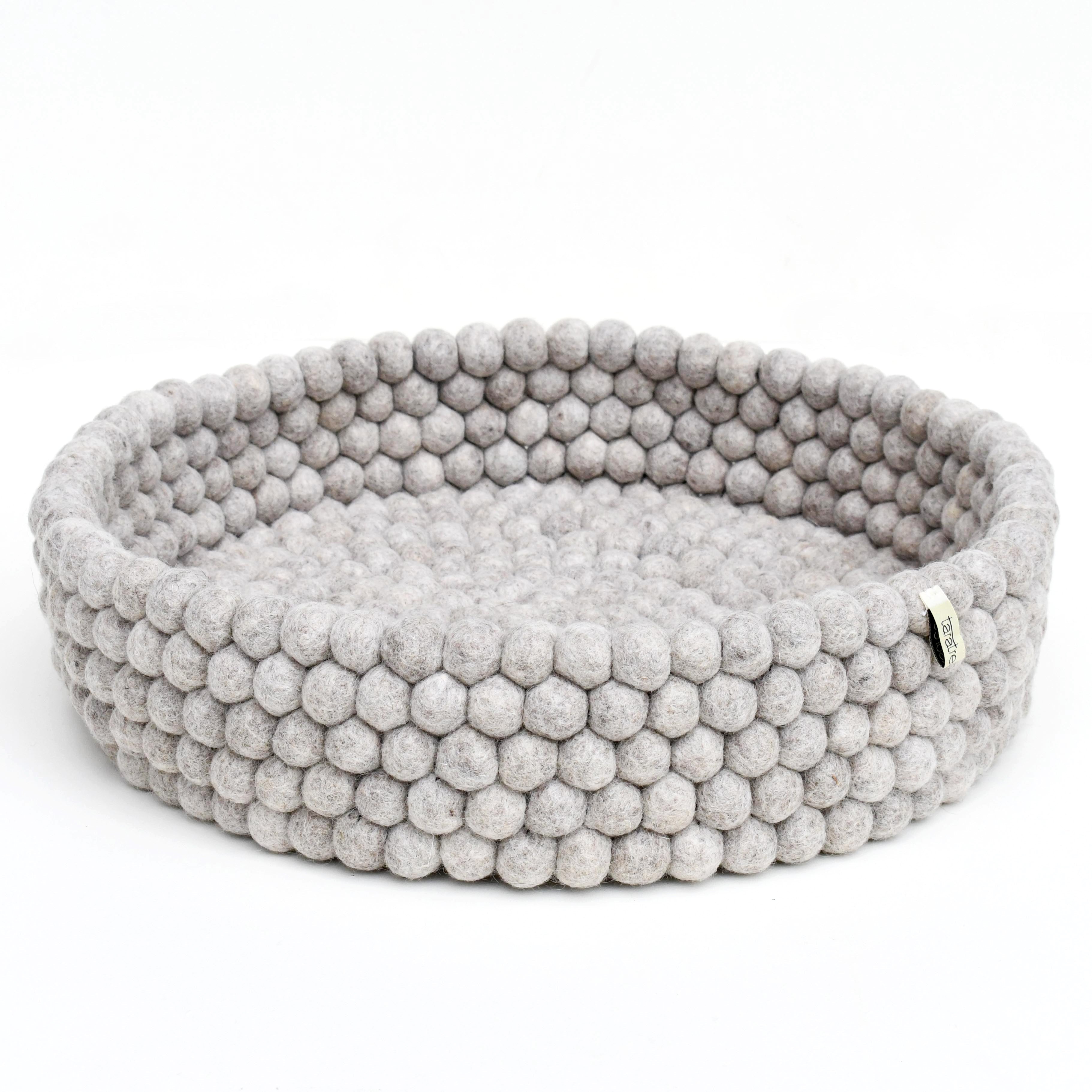 Light Grey Felt Ball Basket for Cats - Tara Treasures