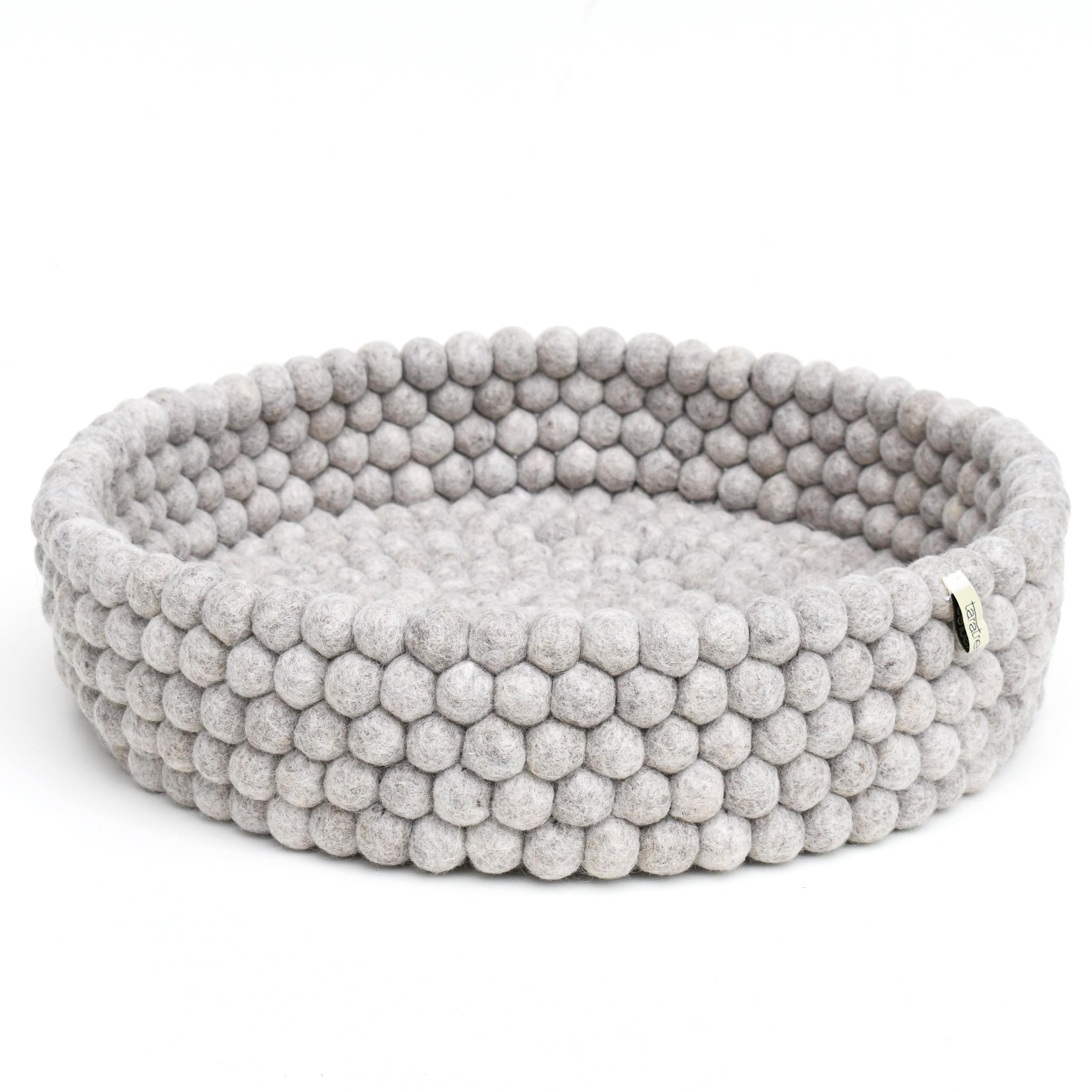 Light Grey Felt Ball Basket for Cats - Tara Treasures