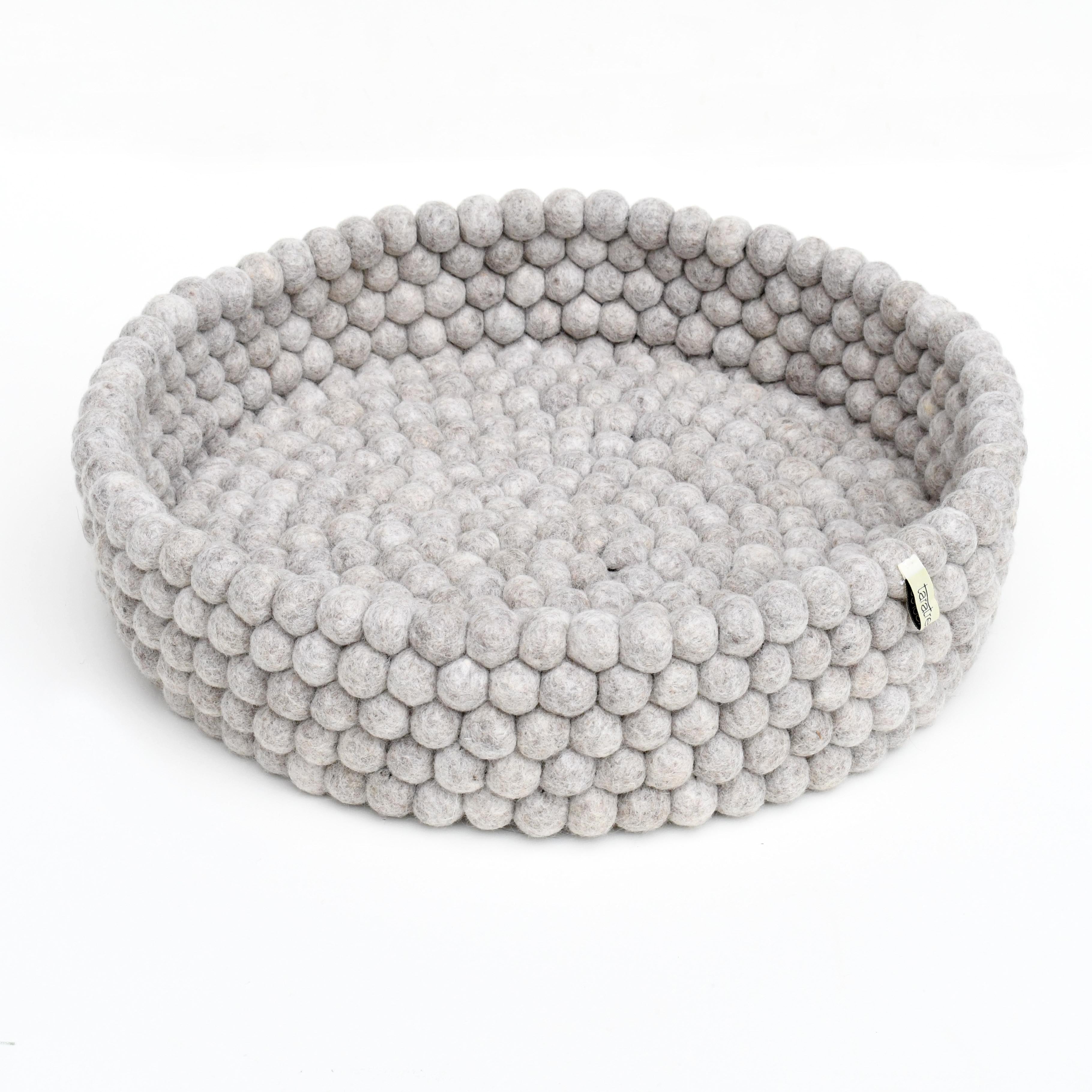 Light Grey Felt Ball Basket for Cats - Tara Treasures