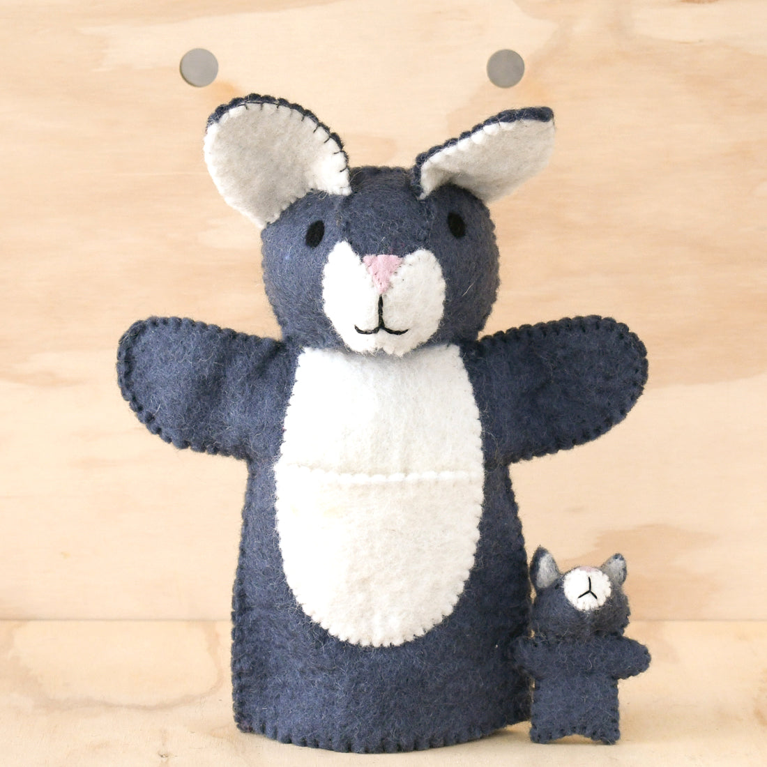 Hand Puppet - Grey Kangaroo with Joey - Tara Treasures