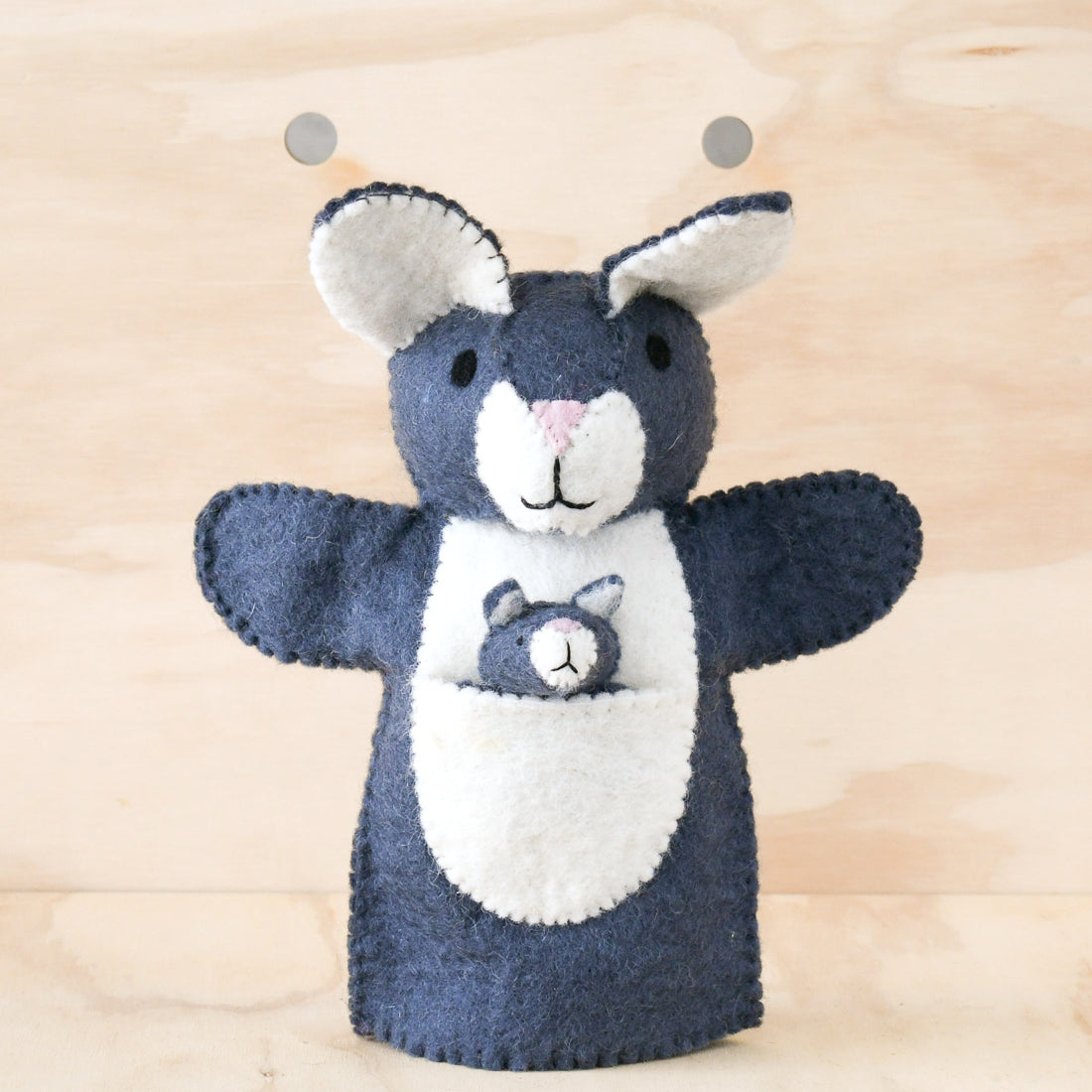 Hand Puppet - Grey Kangaroo with Joey - Tara Treasures