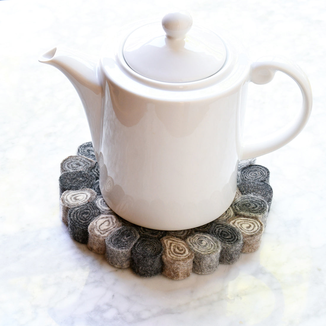 Teapot Trivet - Grey Spiral 20cm - Tara Treasures