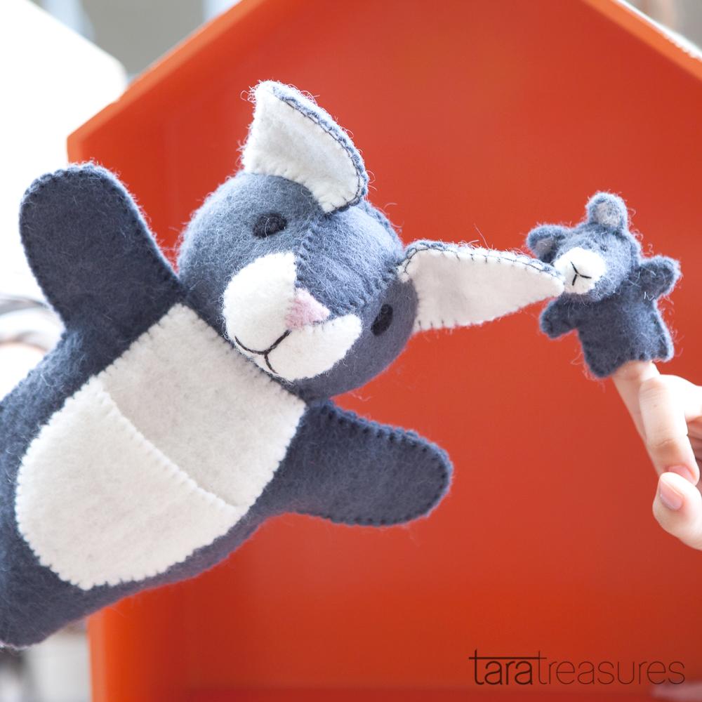 Hand Puppet - Grey Kangaroo with Joey - Tara Treasures