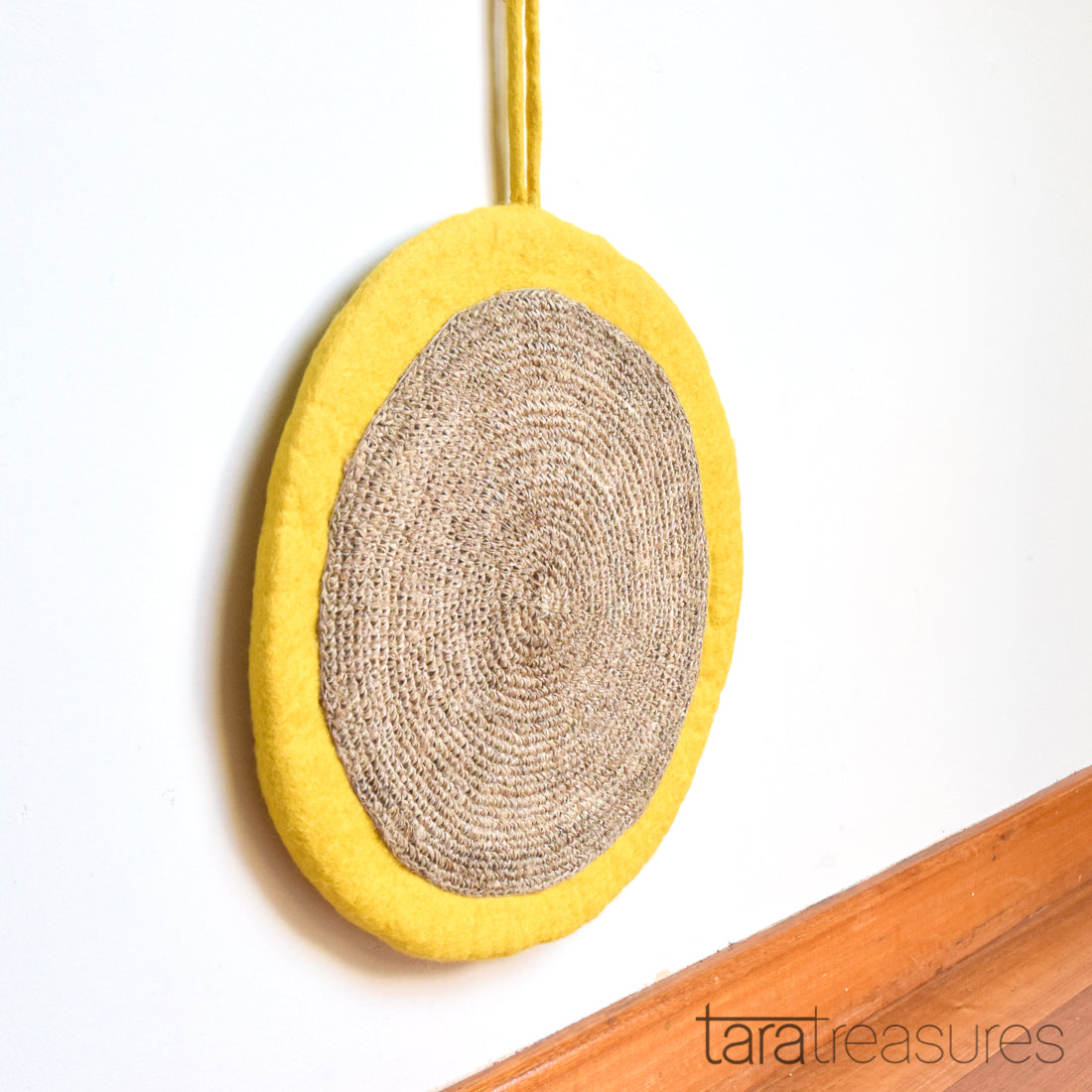 Felt and Jute Cat Scratcher - Yellow Pizza - Tara Treasures