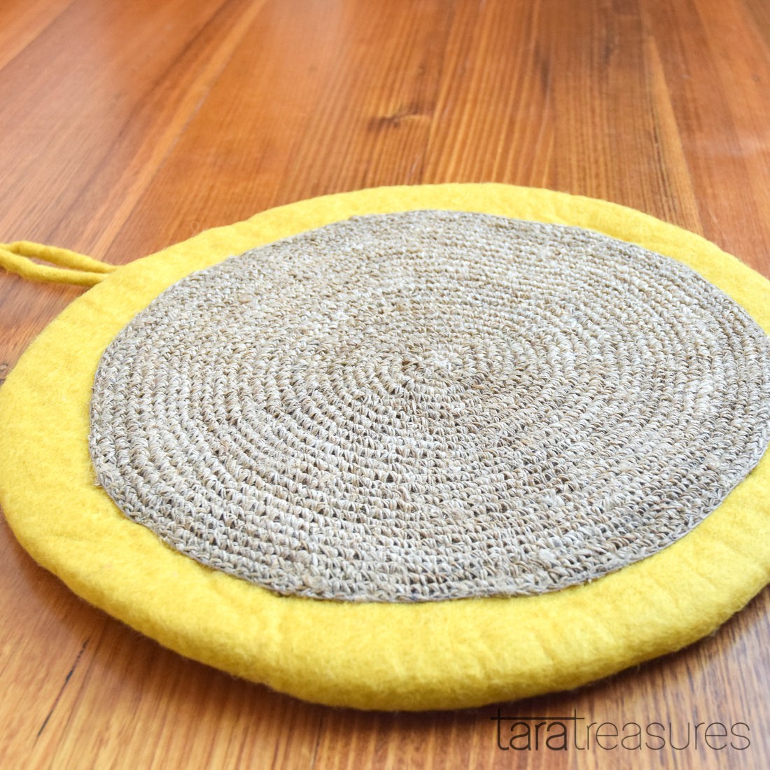 Felt and Jute Cat Scratcher - Yellow Pizza - Tara Treasures