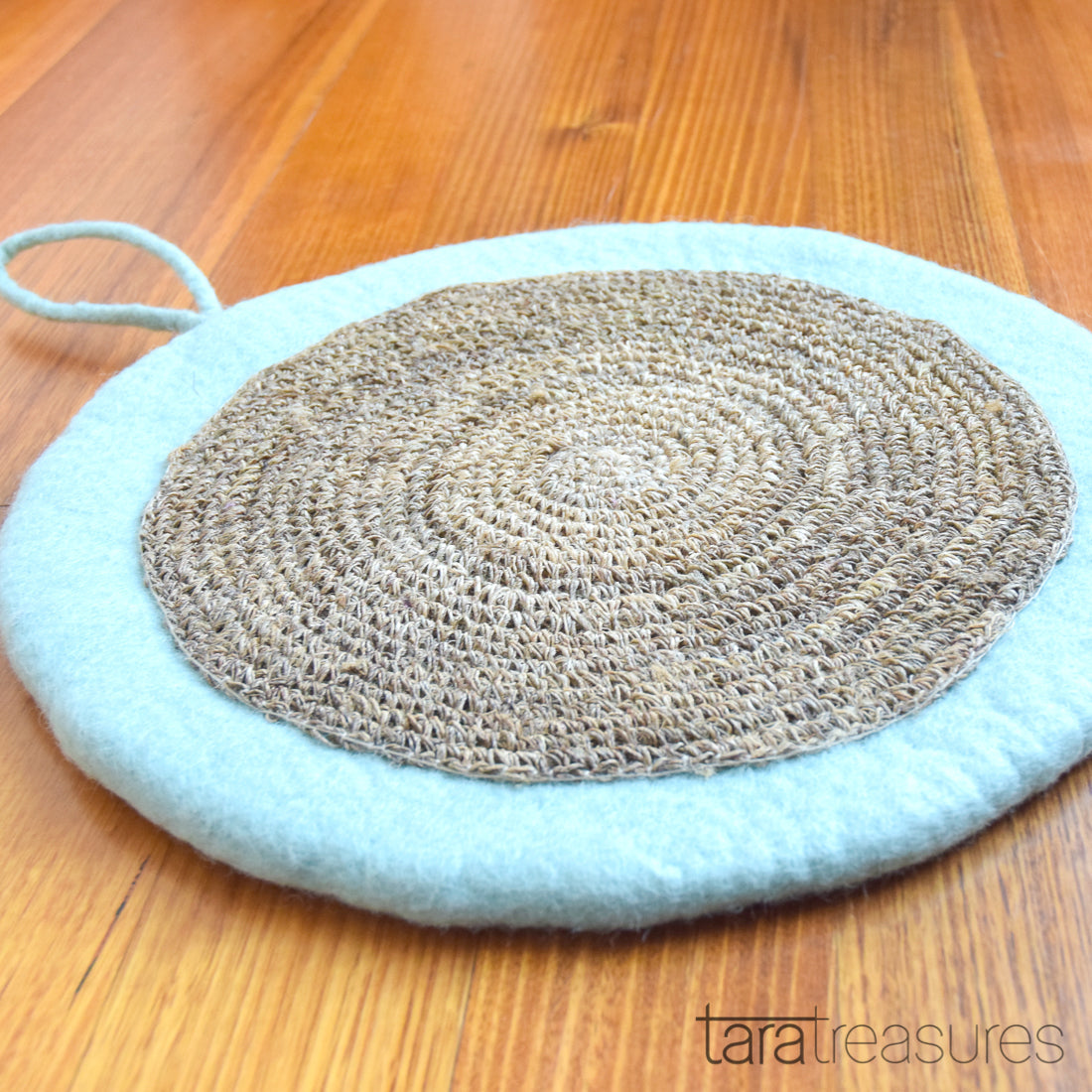 Felt and Jute Cat Scratcher - Mint Blue - Tara Treasures