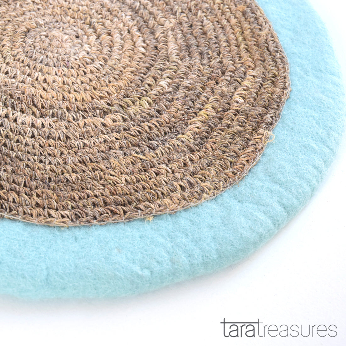 Felt and Jute Cat Scratcher - Mint Blue - Tara Treasures