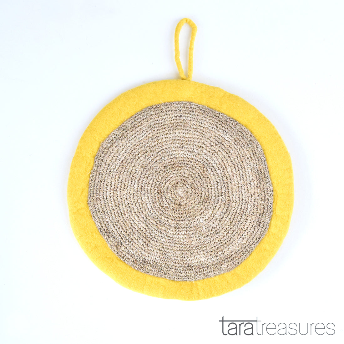 Felt and Jute Cat Scratcher - Yellow Pizza - Tara Treasures