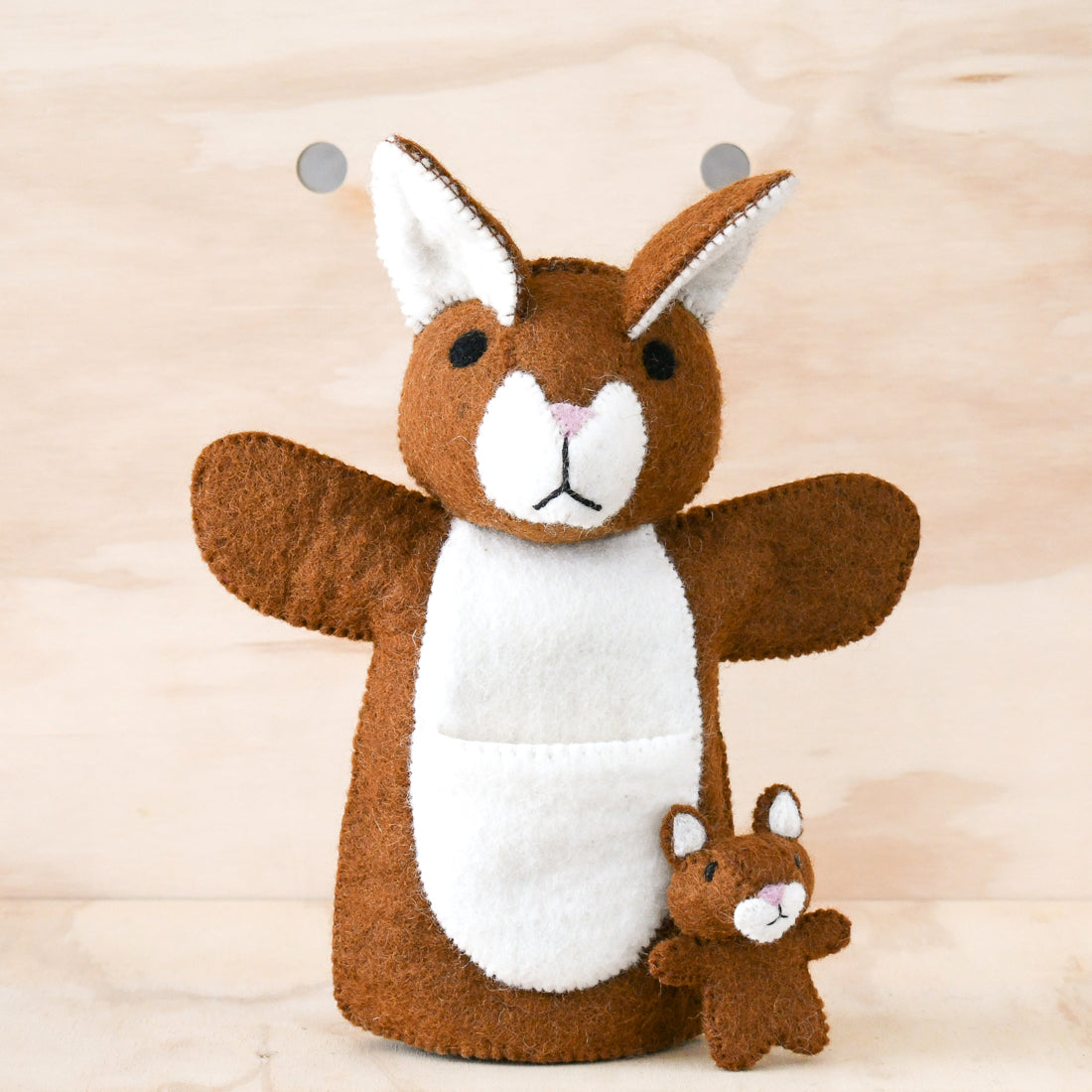 Hand Puppet - Brown Kangaroo with Joey - Tara Treasures