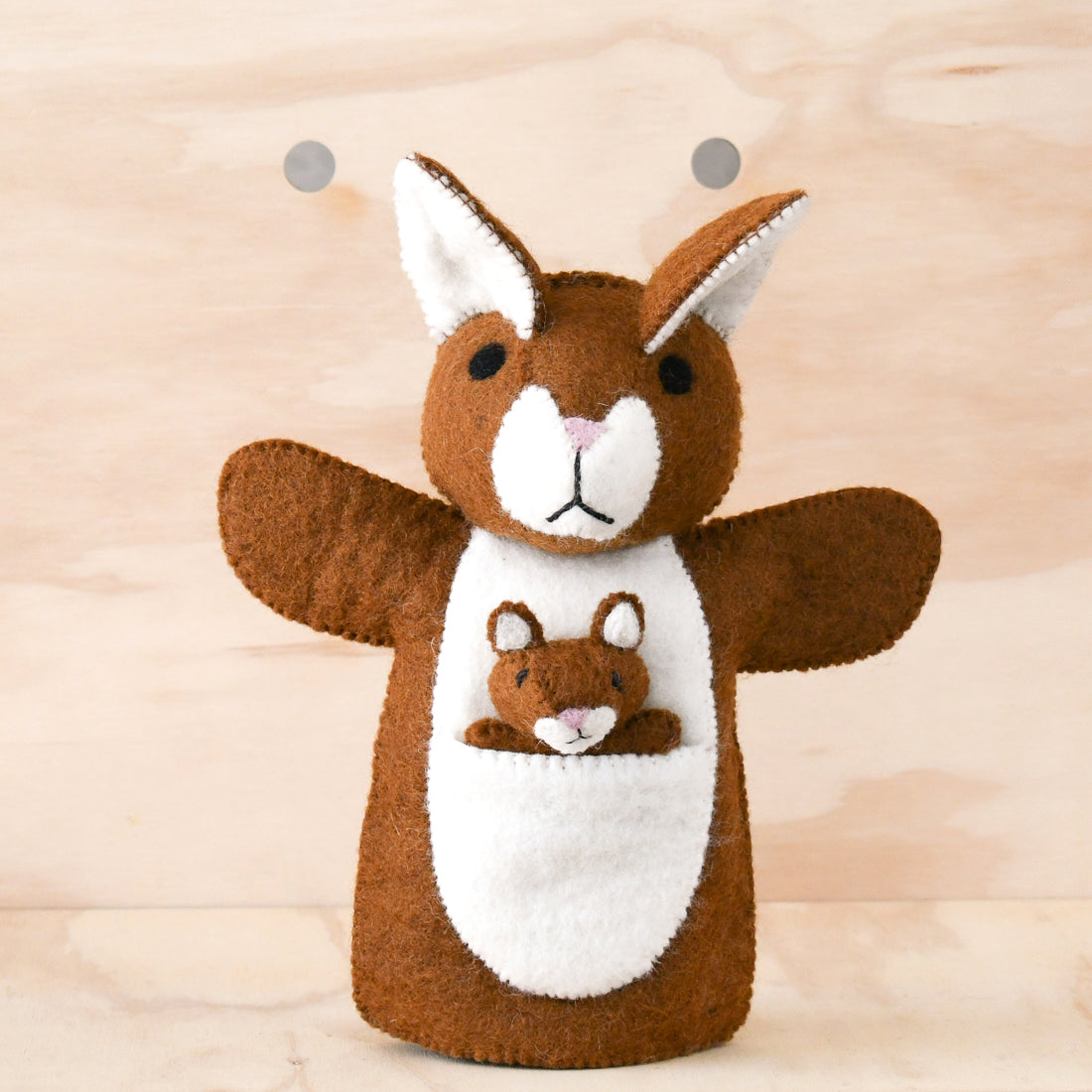 Hand Puppet - Brown Kangaroo with Joey - Tara Treasures