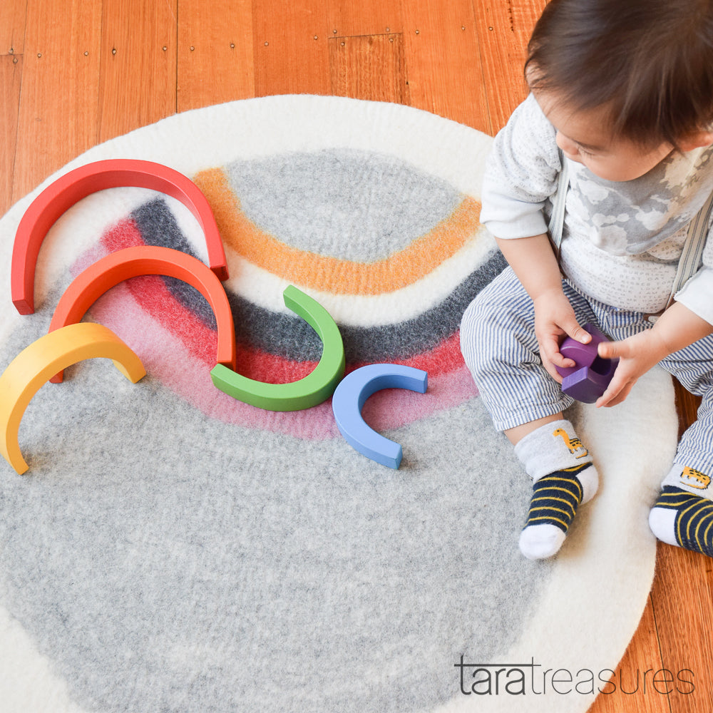 Felt Nursery Rug - Horizon Rainbow - Tara Treasures