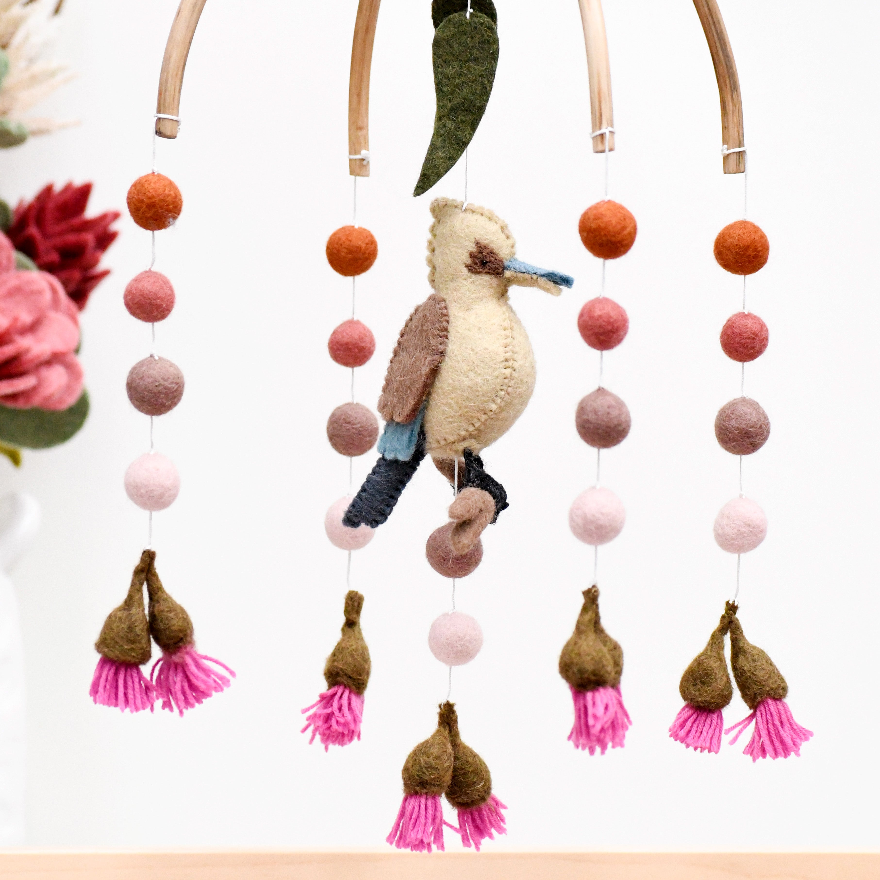 Baby Cot Mobile - Kookaburra with Gum Blossoms - Tara Treasures