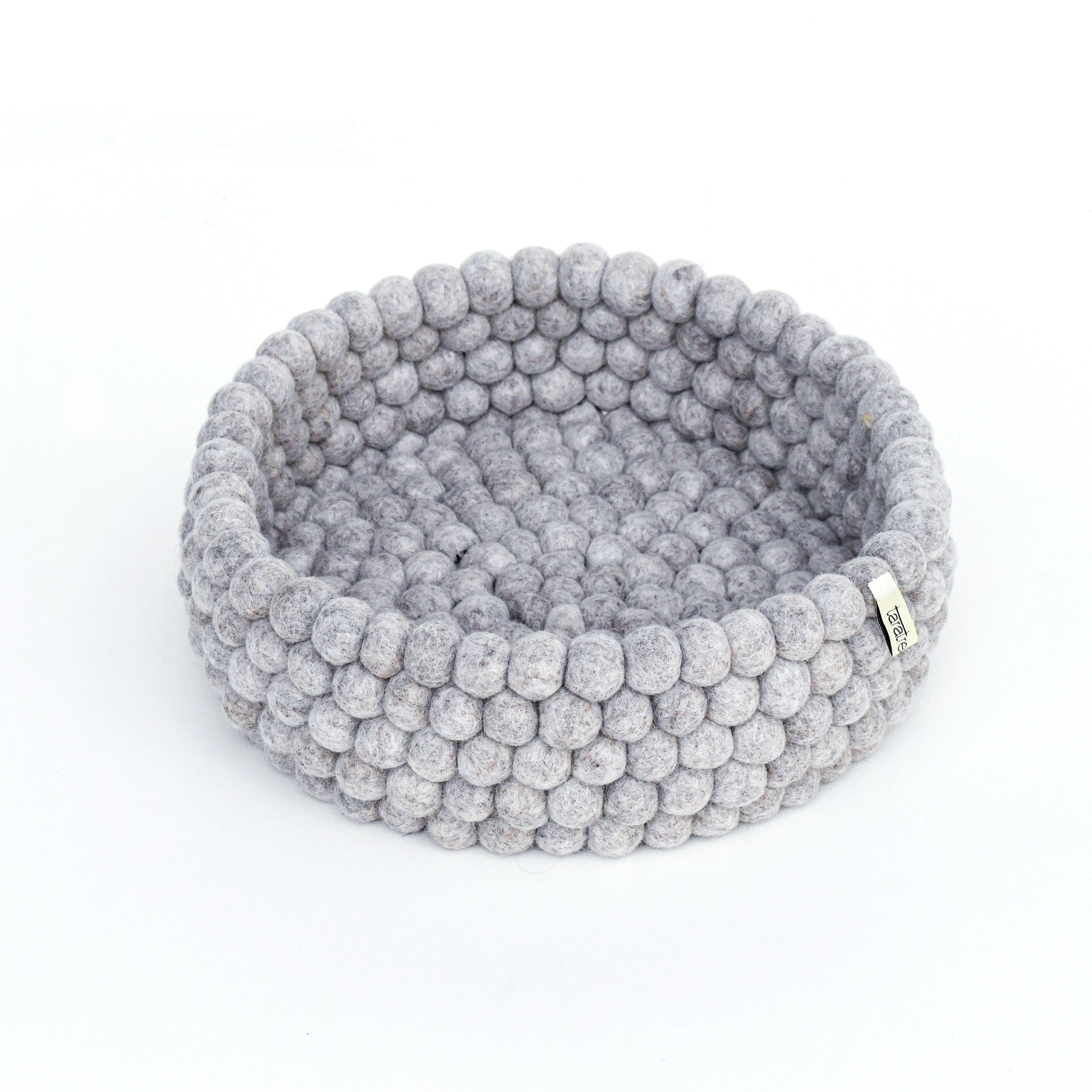 Felt Ball Basket - Light Grey 30cm - Tara Treasures