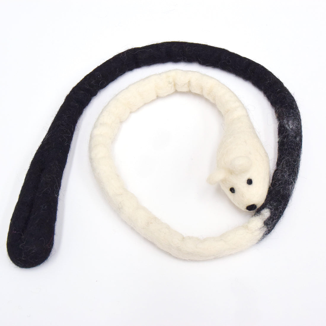 Felt Mouse Teaser Cat Toy - Black and White - Tara Treasures