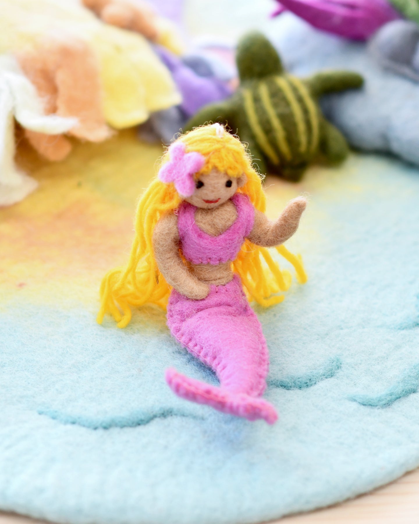 Felt Coral Mermaid Hanging - Pink Tail - Tara Treasures