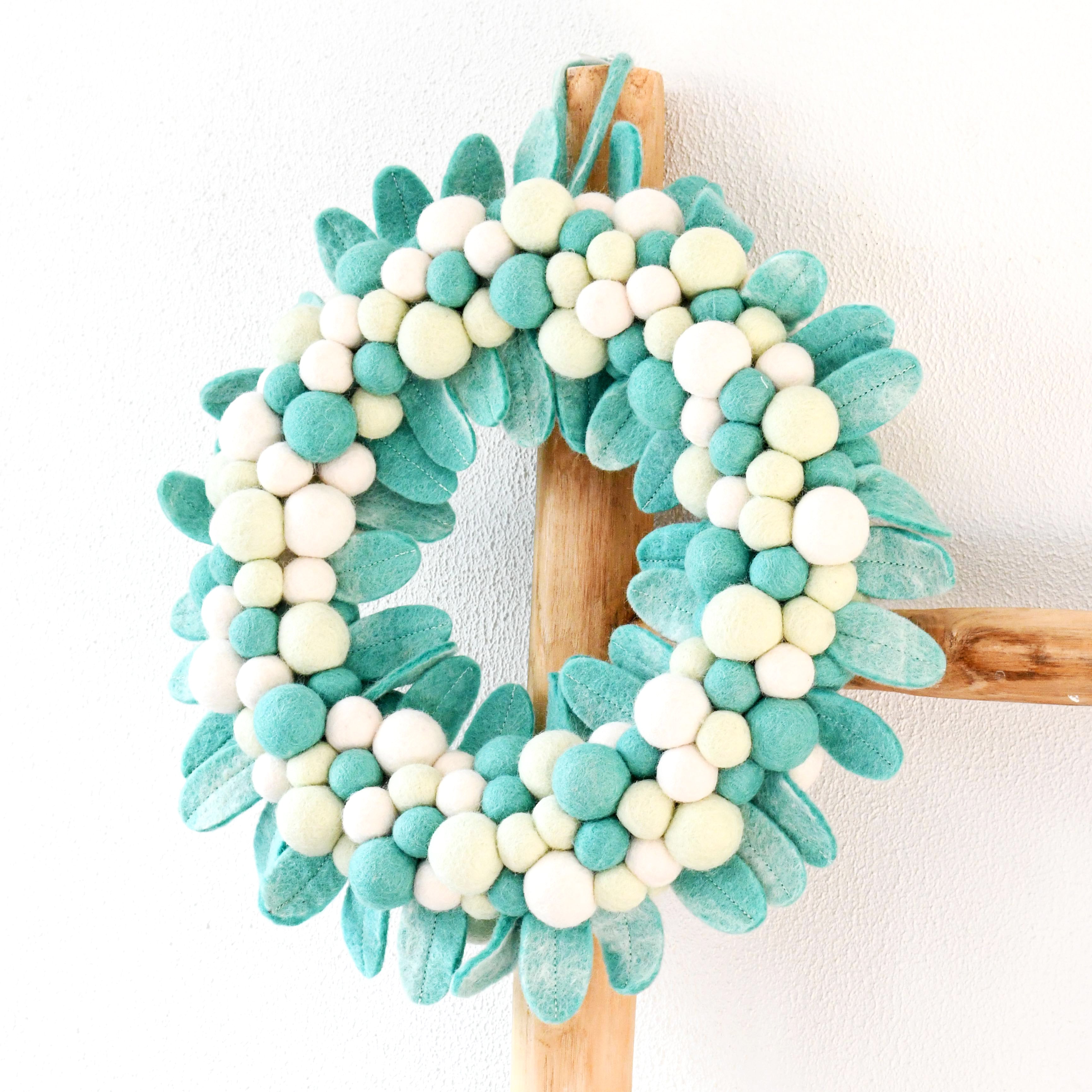 Felt Ball Wreath - Mint Green - Tara Treasures