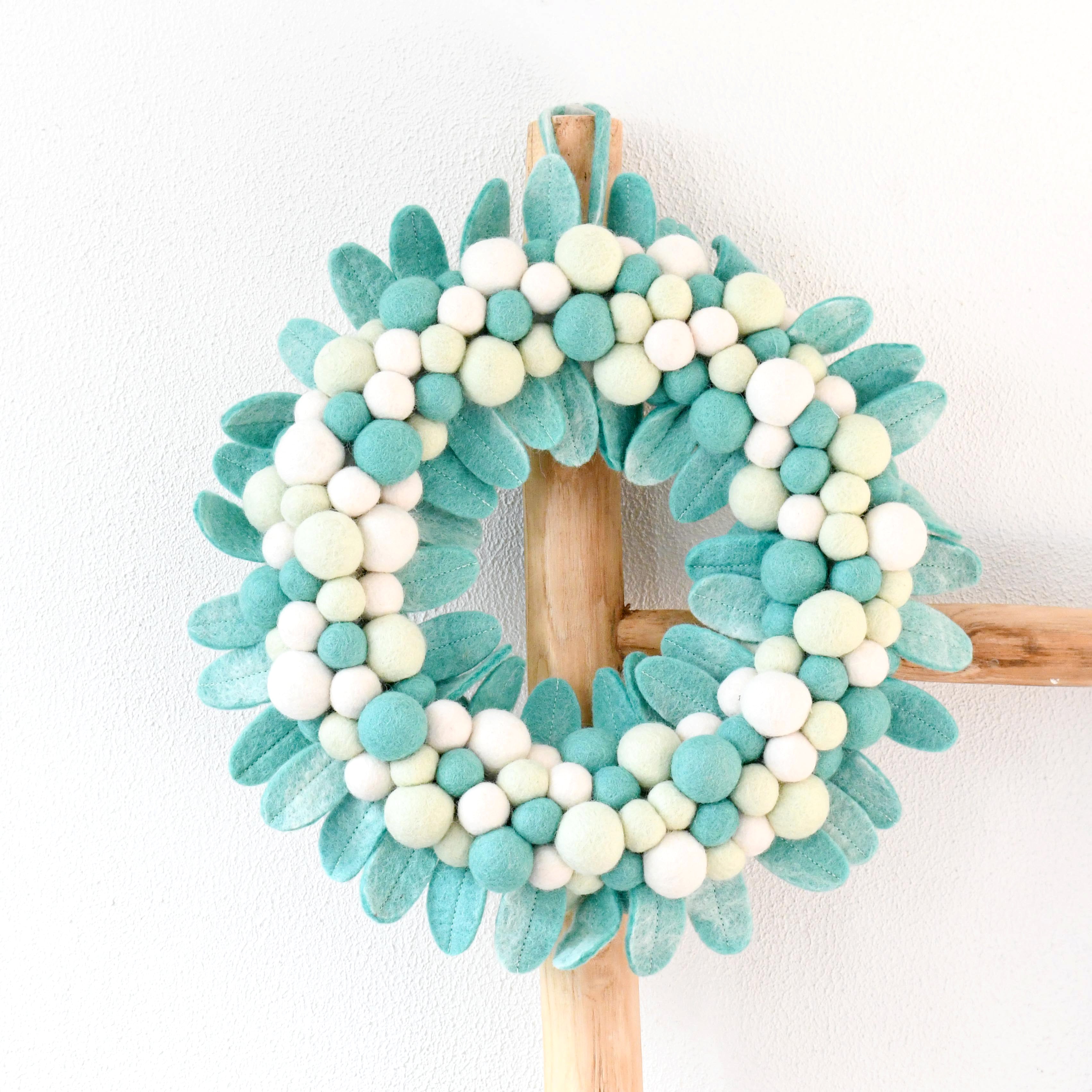 Felt Ball Wreath - Mint Green - Tara Treasures