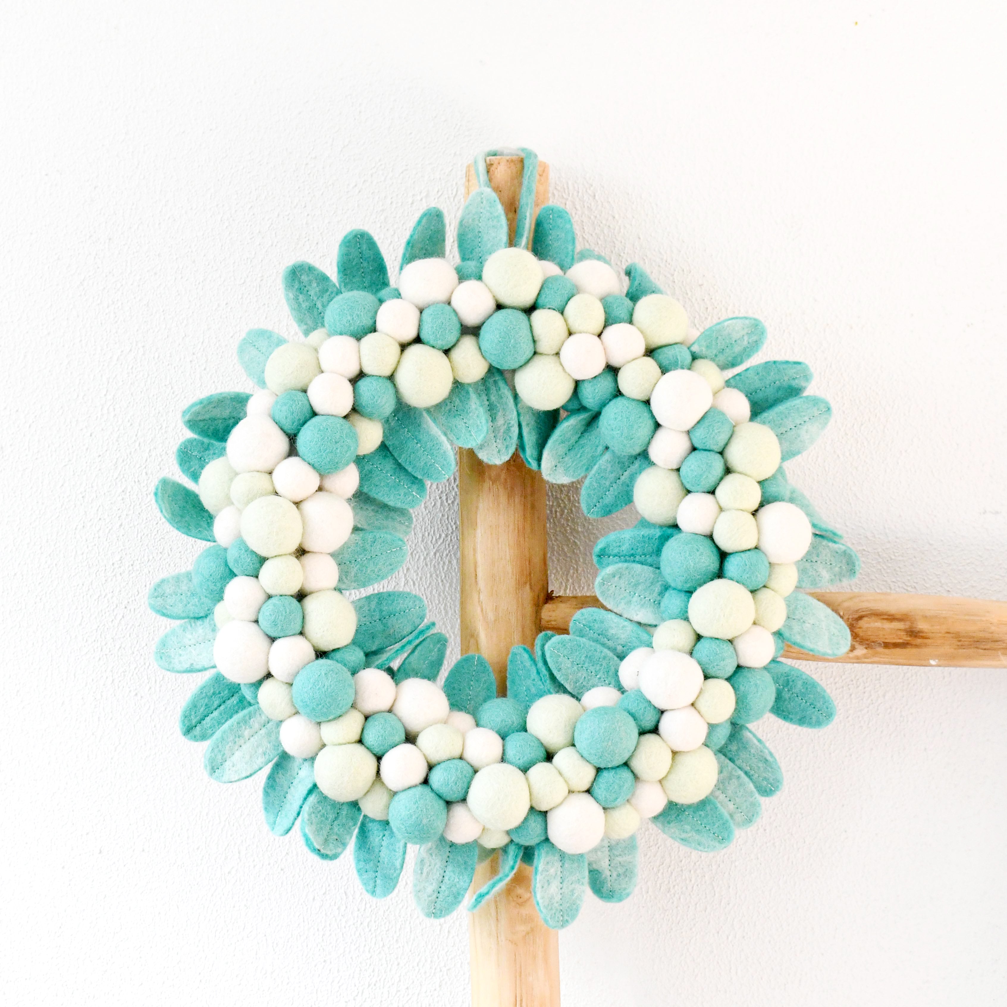 Felt Ball Wreath - Mint Green - Tara Treasures