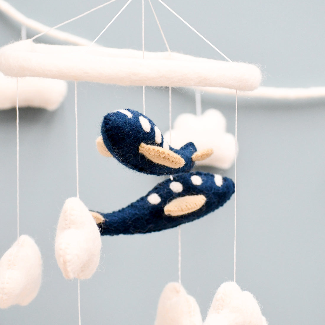 Nursery Cot Mobile - Navy Blue Airplanes - Tara Treasures