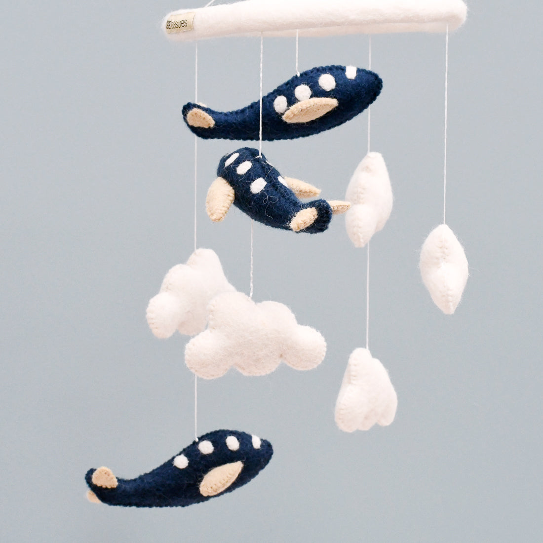 Nursery Cot Mobile - Navy Blue Airplanes - Tara Treasures