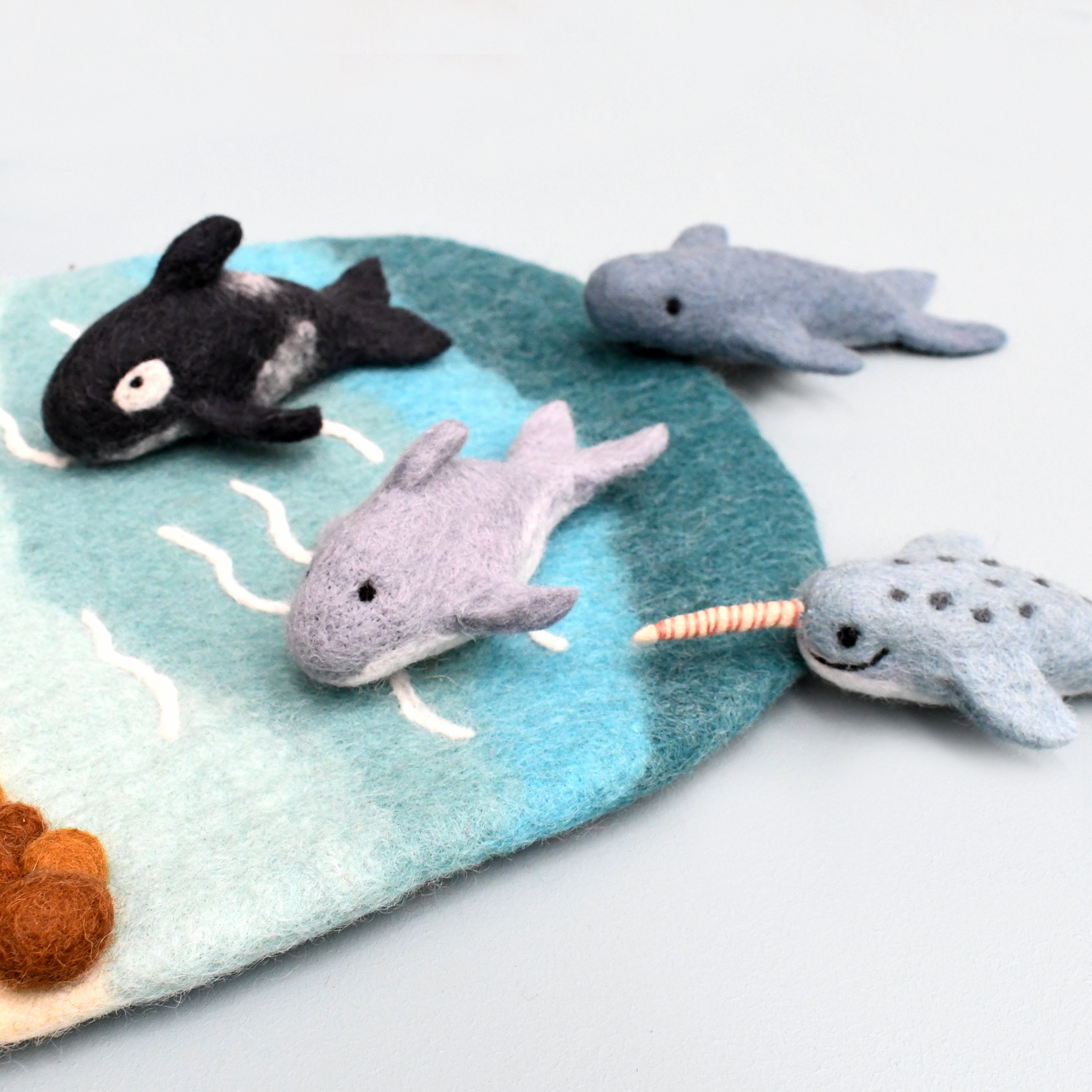 Felt Ocean Marine Mammals Toys - Orca, Whale, Dolphin, Narwhal - Tara Treasures