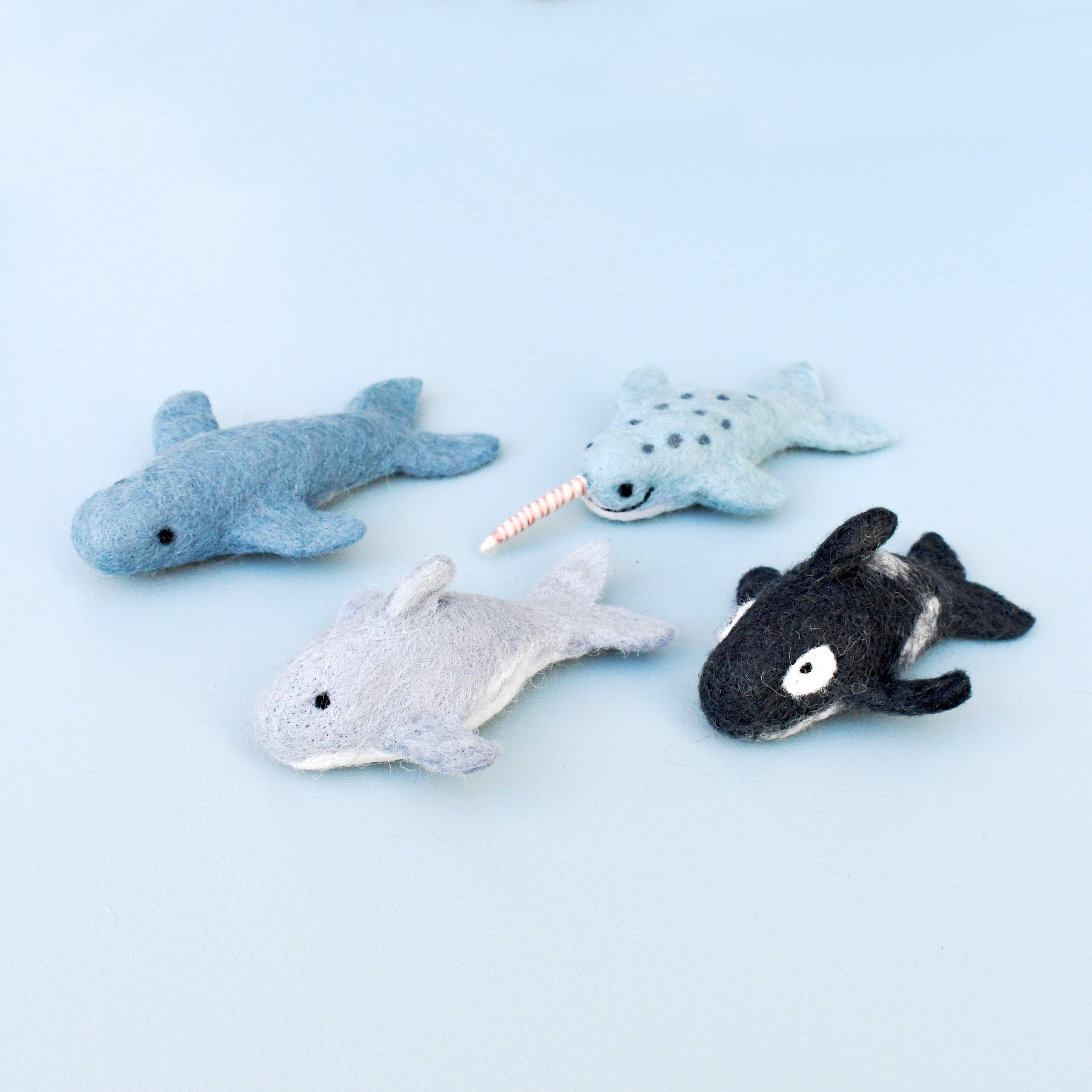 Felt Ocean Marine Mammals Toys - Orca, Whale, Dolphin, Narwhal - Tara Treasures