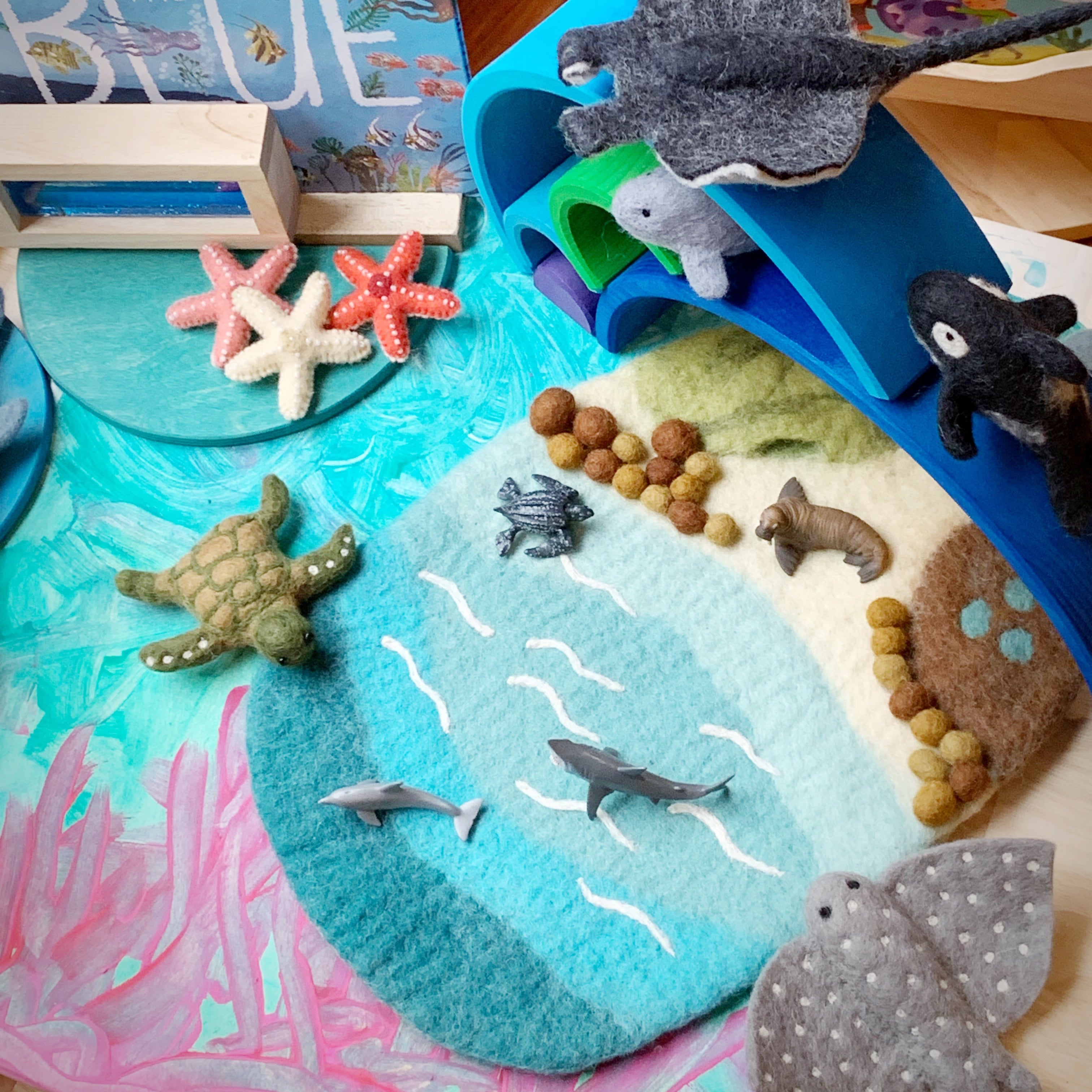 Sea, Beach and Rockpool Play Mat Playscape - Tara Treasures