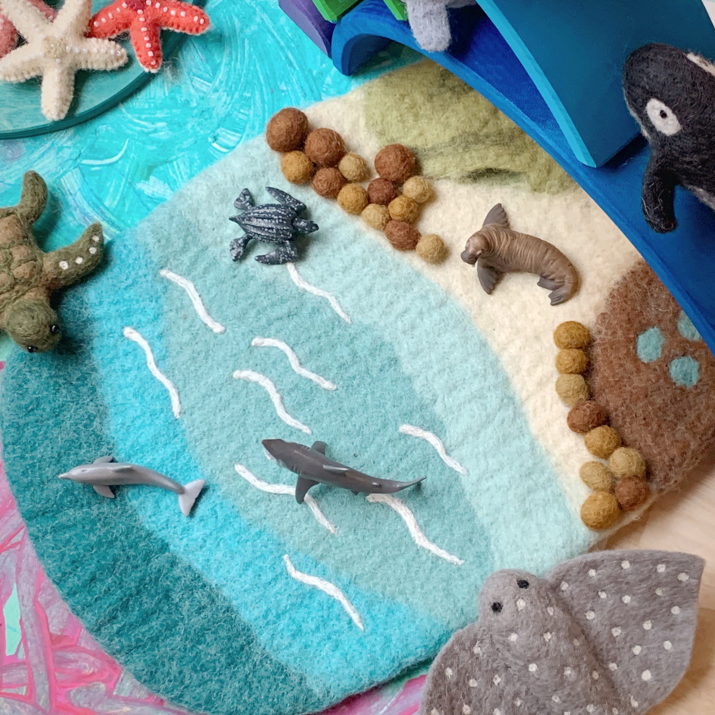 Sea, Beach and Rockpool Play Mat Playscape - Tara Treasures