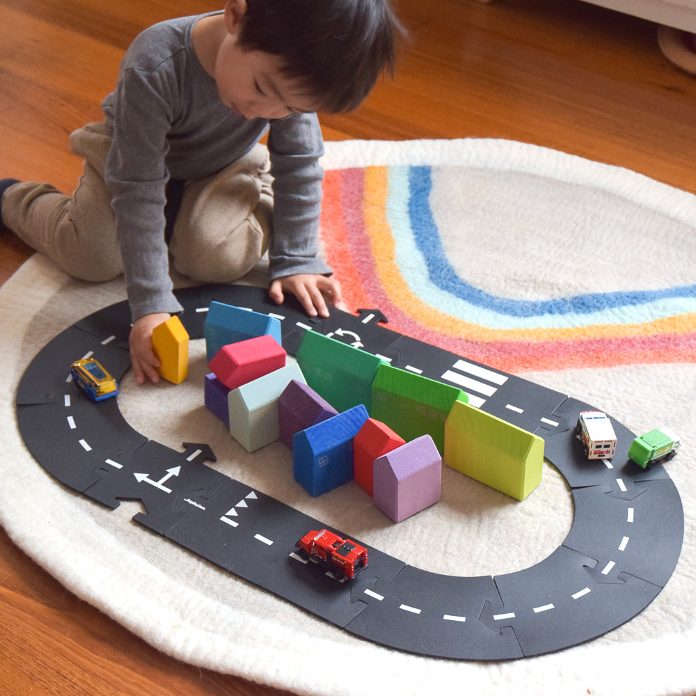 Felt Nursery Rug - Earthy Rainbow - Tara Treasures