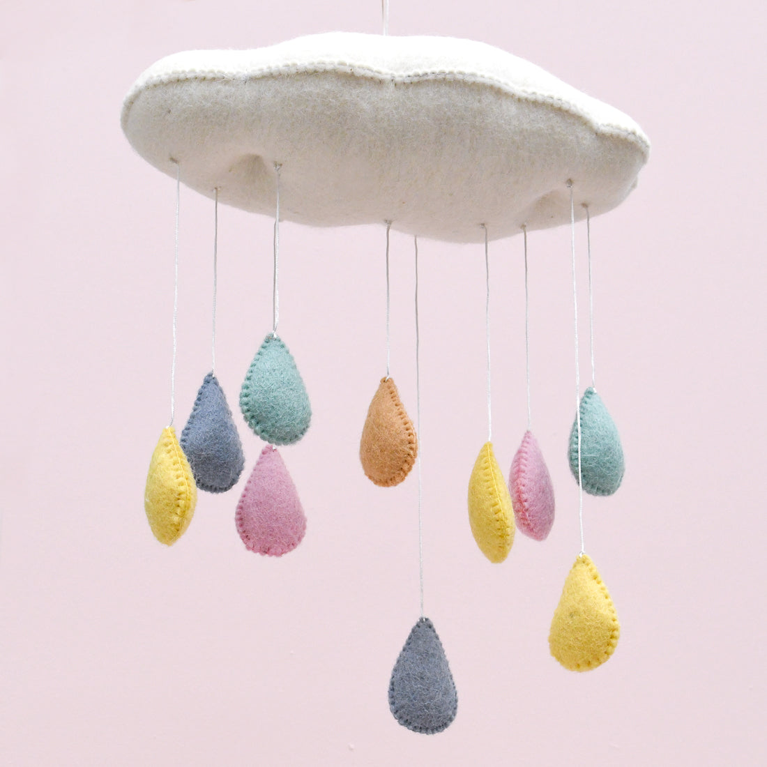 Cloud Nursery Mobile with Raindrops - 3D Pastel - Tara Treasures