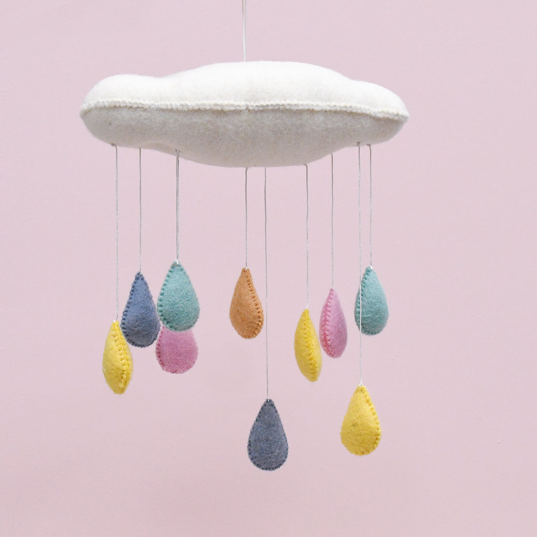 Cloud Nursery Mobile with Raindrops - 3D Pastel - Tara Treasures