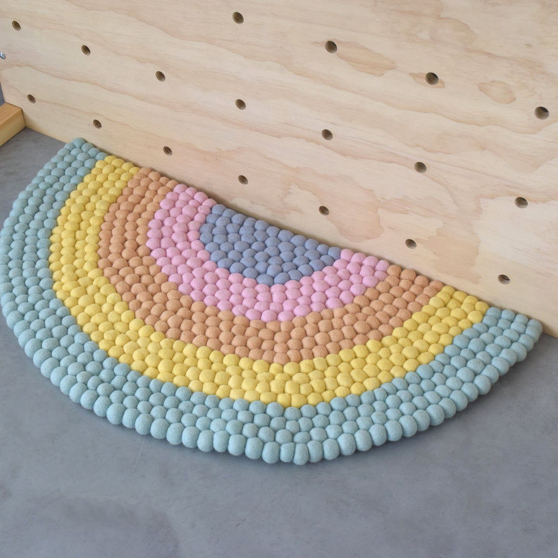 Rainbow Felt Ball Rug - Pastel - Tara Treasures