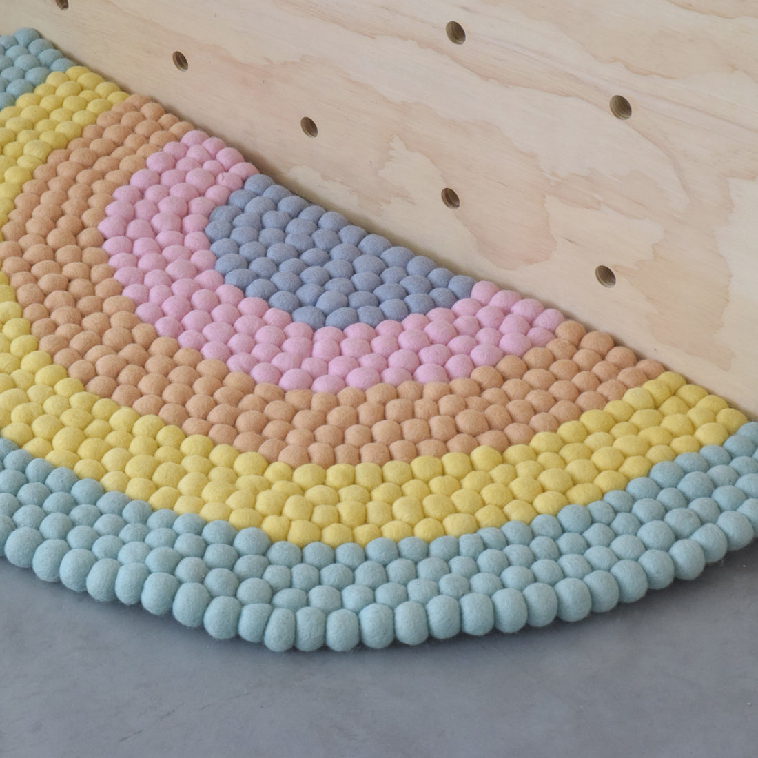 Rainbow Felt Ball Rug - Pastel - Tara Treasures