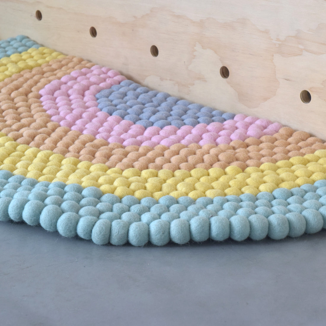 Rainbow Felt Ball Rug - Pastel - Tara Treasures