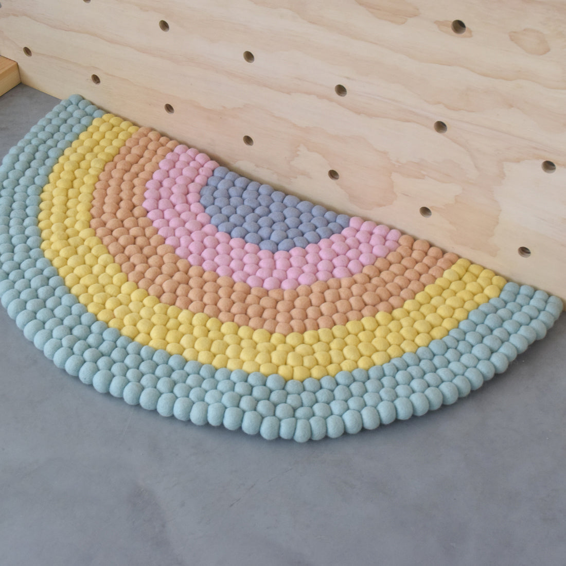 Rainbow Felt Ball Rug - Pastel - Tara Treasures