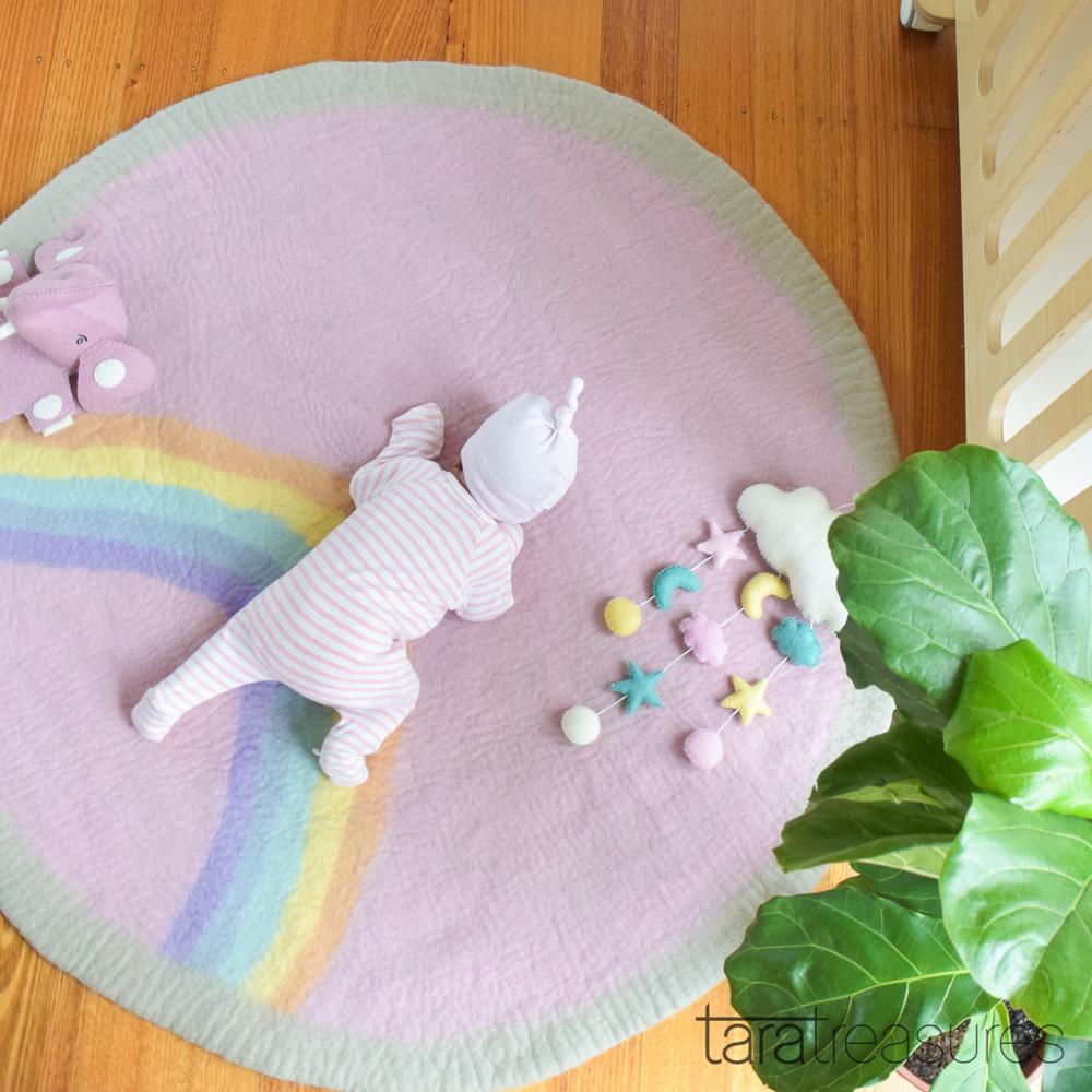 Felt Nursery Rug - Pastel Rainbow - Tara Treasures