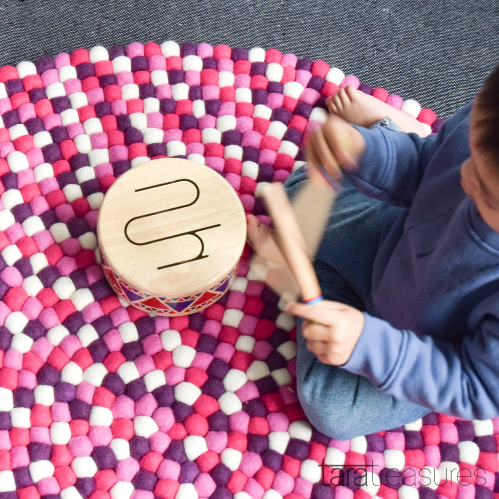 Felt Ball Rug - Purple and Pink 100cm - Tara Treasures