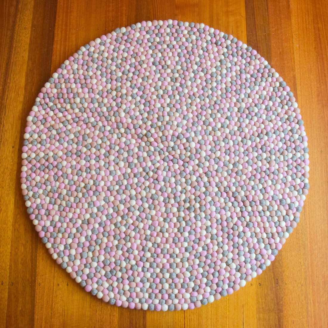 Felt Ball Rug - Grey and Pink 100cm - Tara Treasures