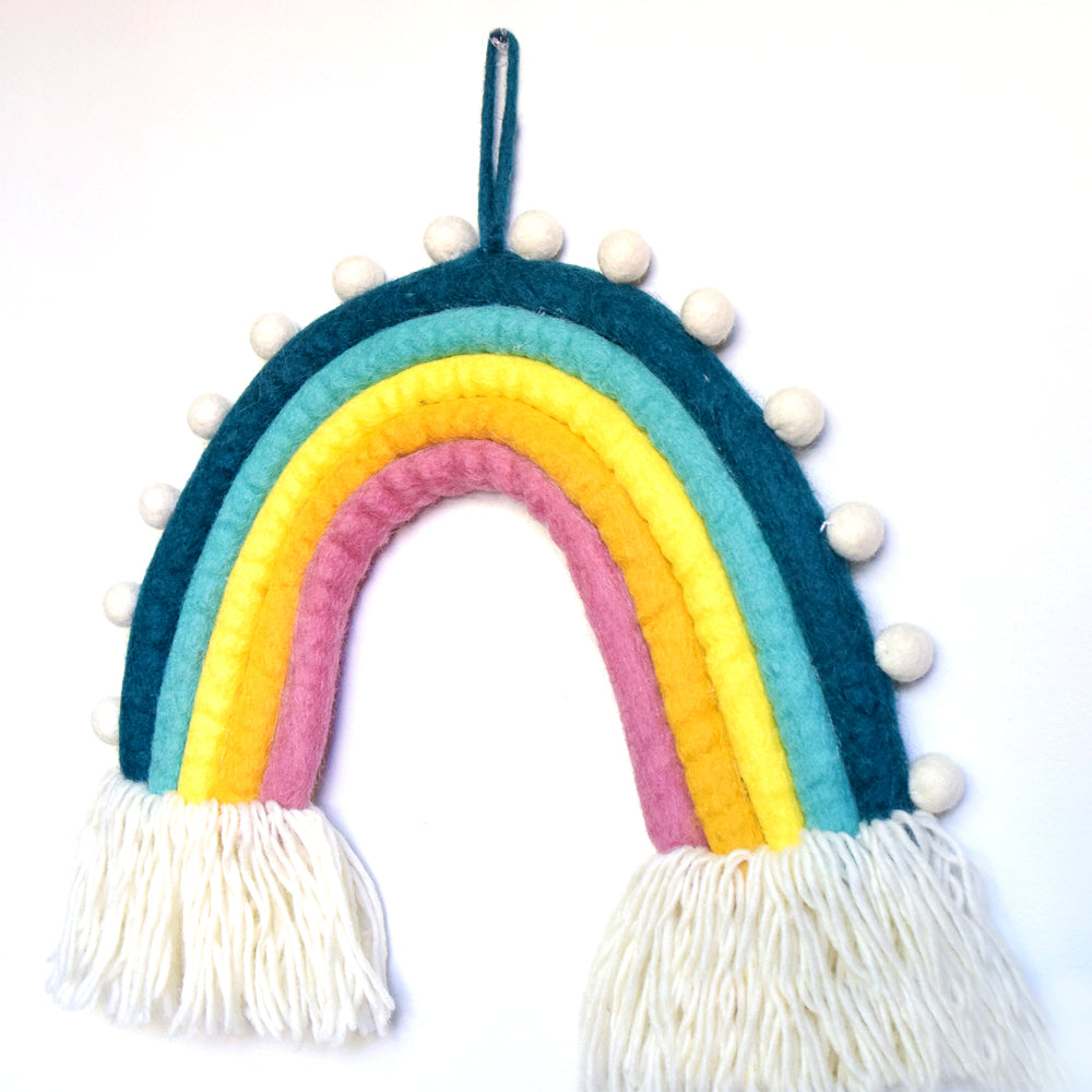 Rainbow Hanging with Pompoms - Sunset - Tara Treasures