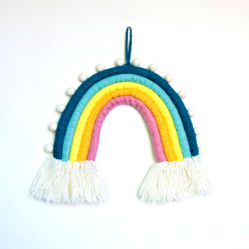 Rainbow Hanging with Pompoms - Sunset - Tara Treasures