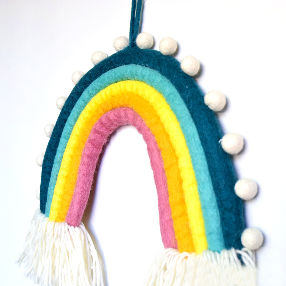 Rainbow Hanging with Pompoms - Sunset - Tara Treasures