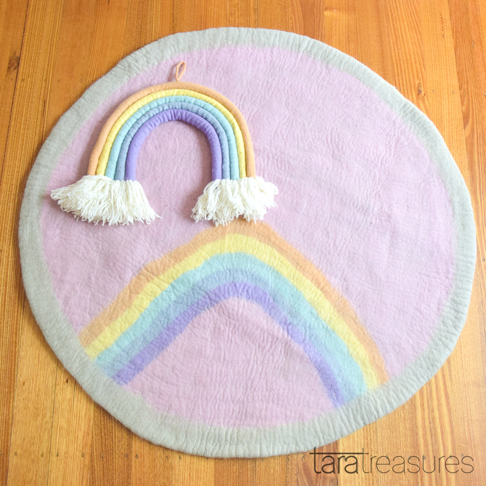 Felt Nursery Rug - Pastel Rainbow - Tara Treasures