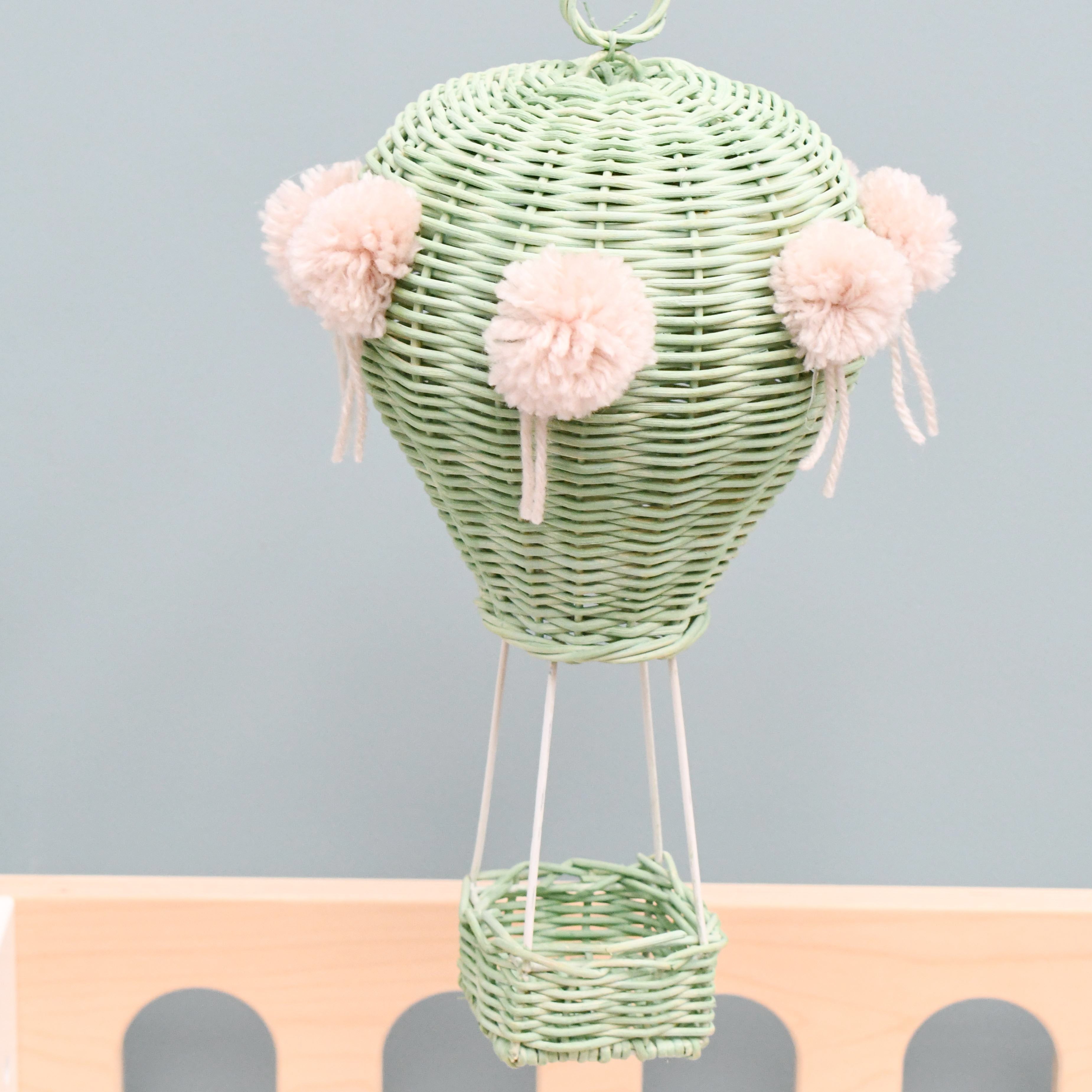 Rattan Hot Air Balloon Mobile - Mint Green - Tara Treasures