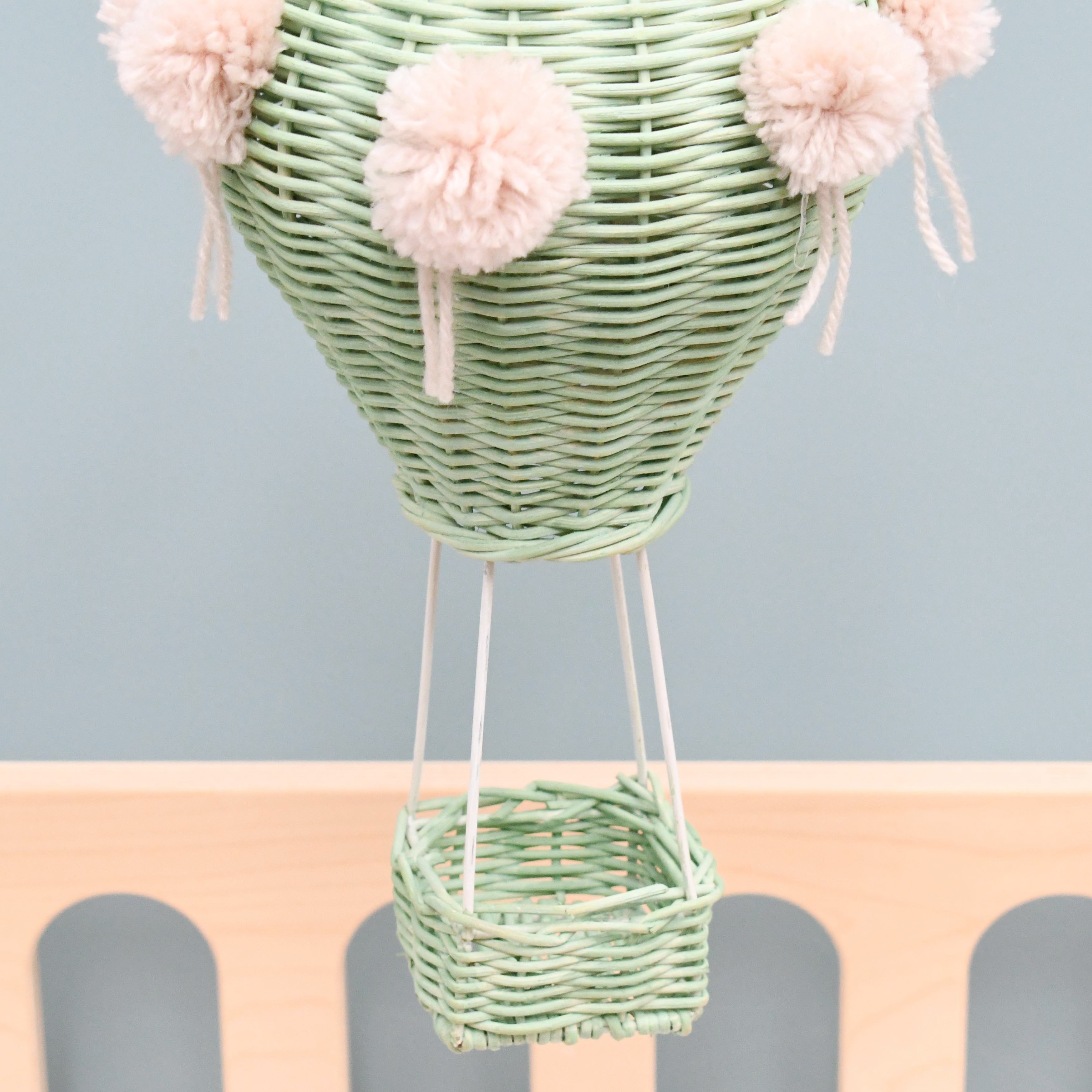 Rattan Hot Air Balloon Mobile - Mint Green - Tara Treasures