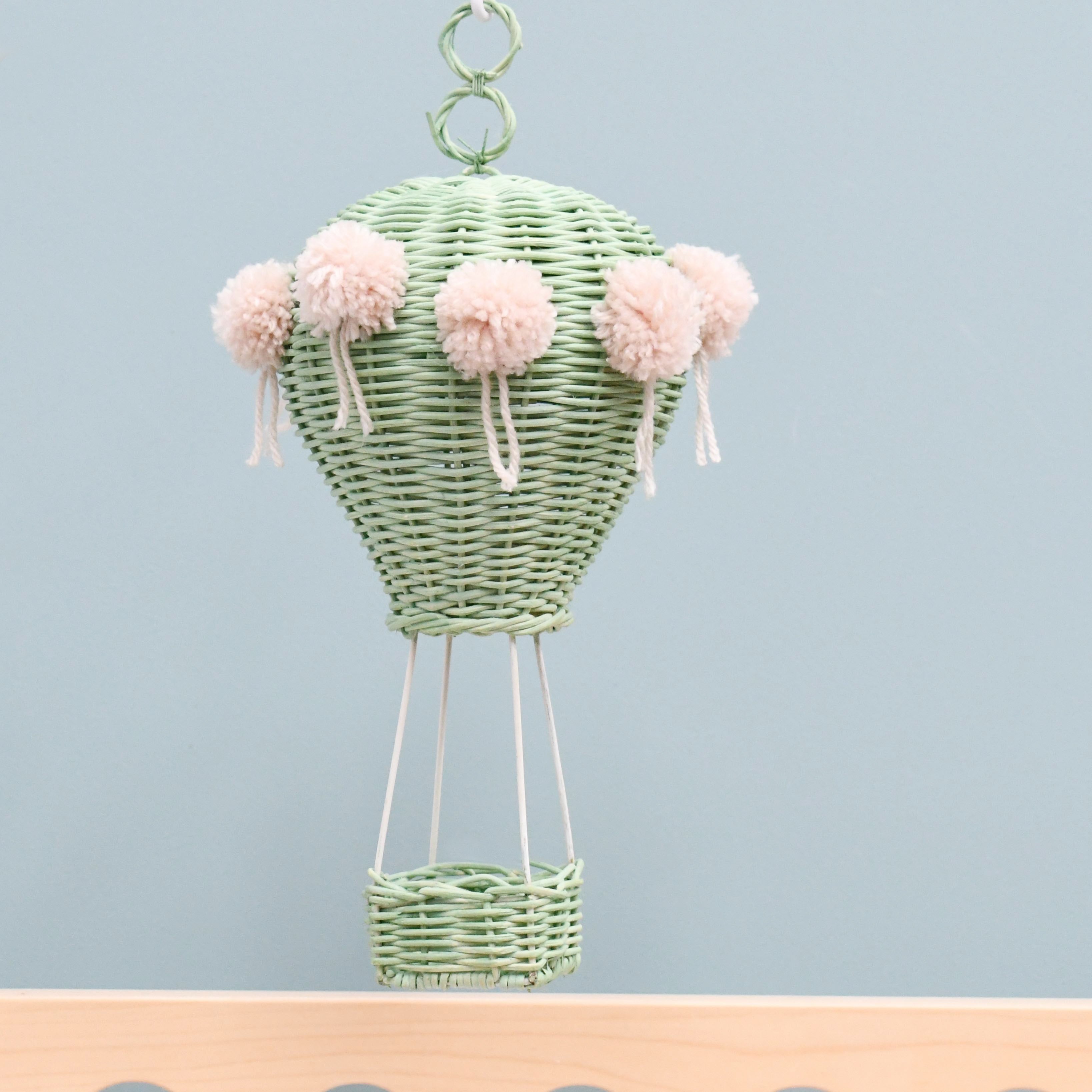 Rattan Hot Air Balloon Mobile - Mint Green - Tara Treasures