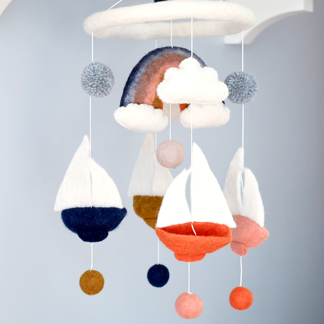 Nursery Cot Mobile - Spring Sailboats - Tara Treasures