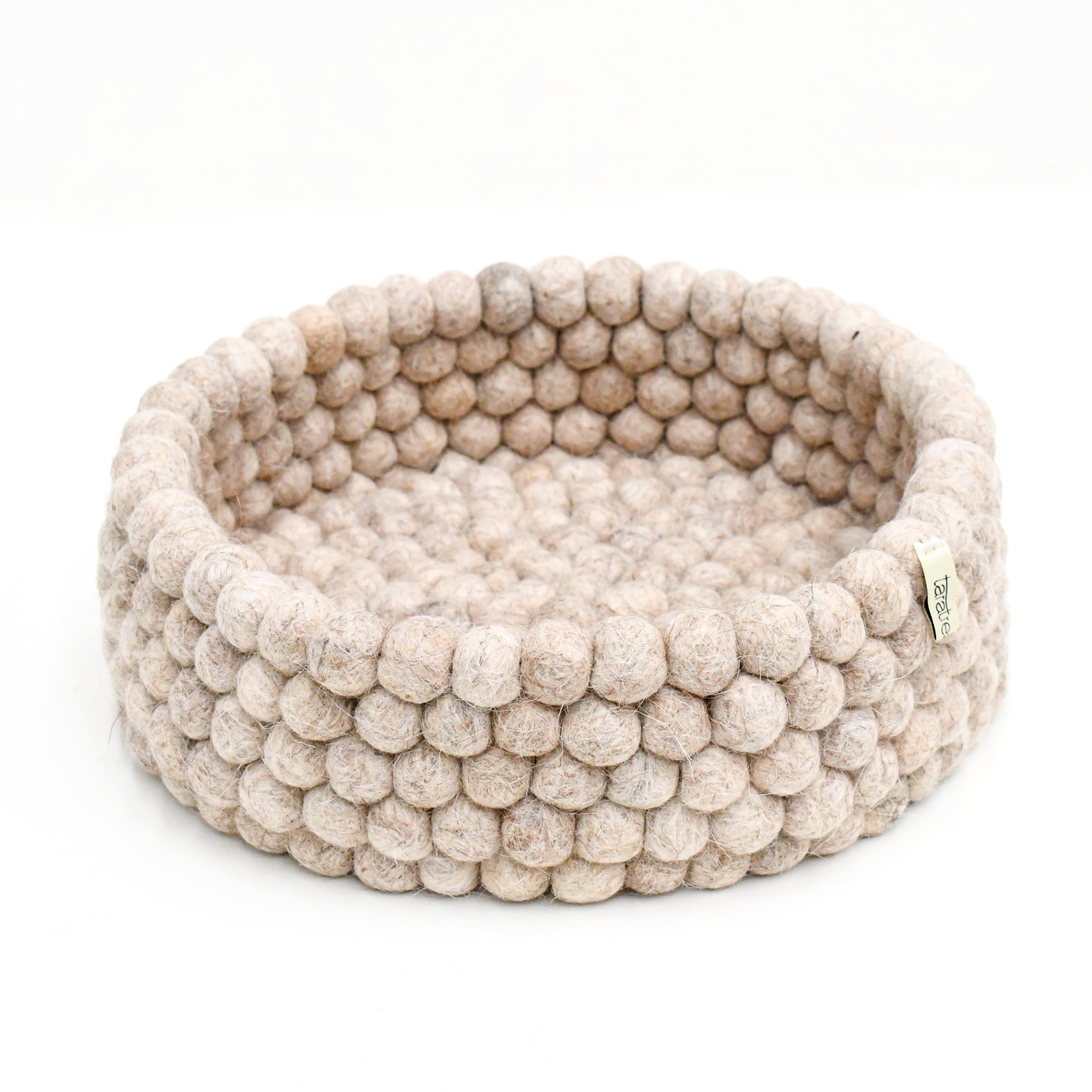 Felt Ball Basket - Sandy Beige 30cm - Tara Treasures