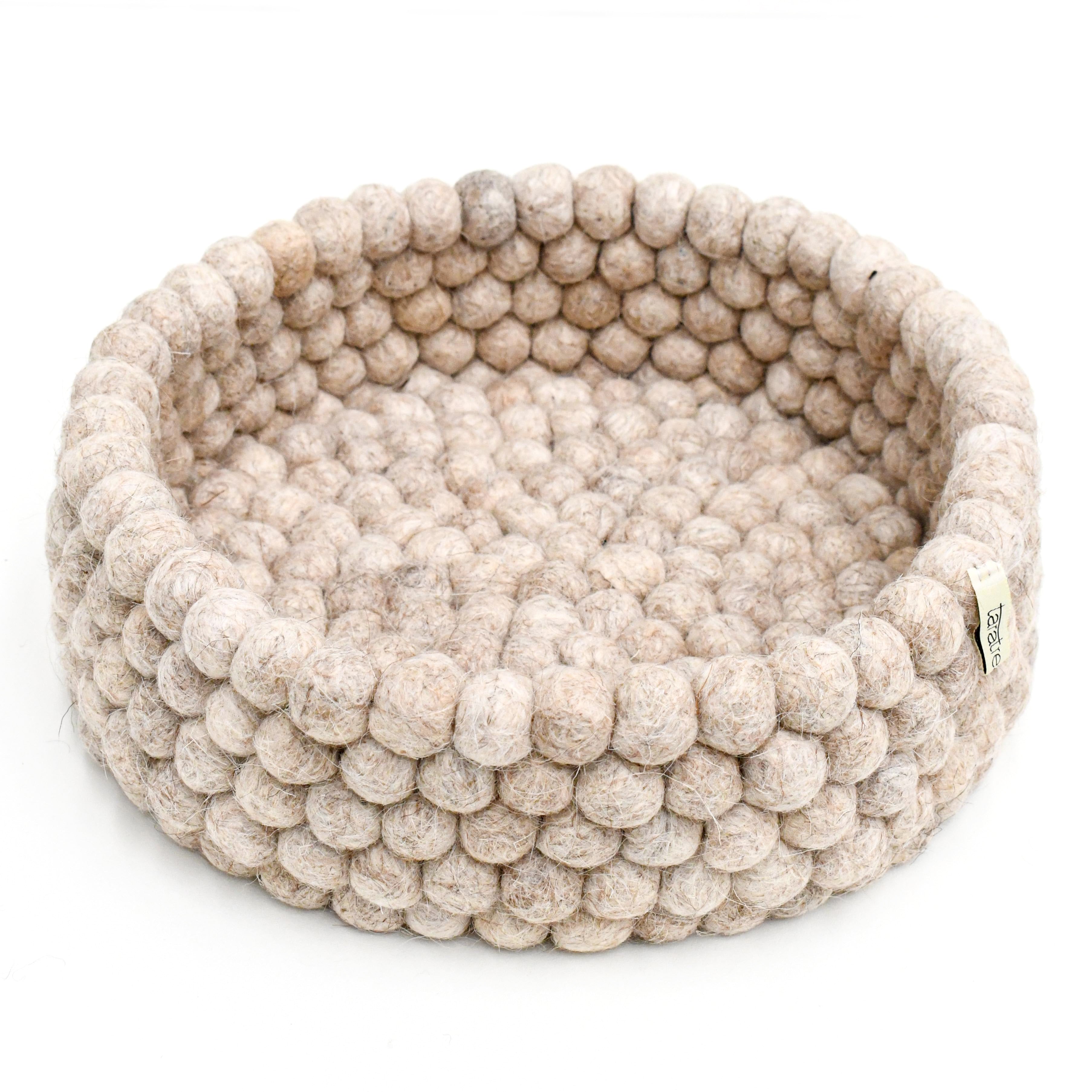 Felt Ball Basket - Sandy Beige 30cm - Tara Treasures