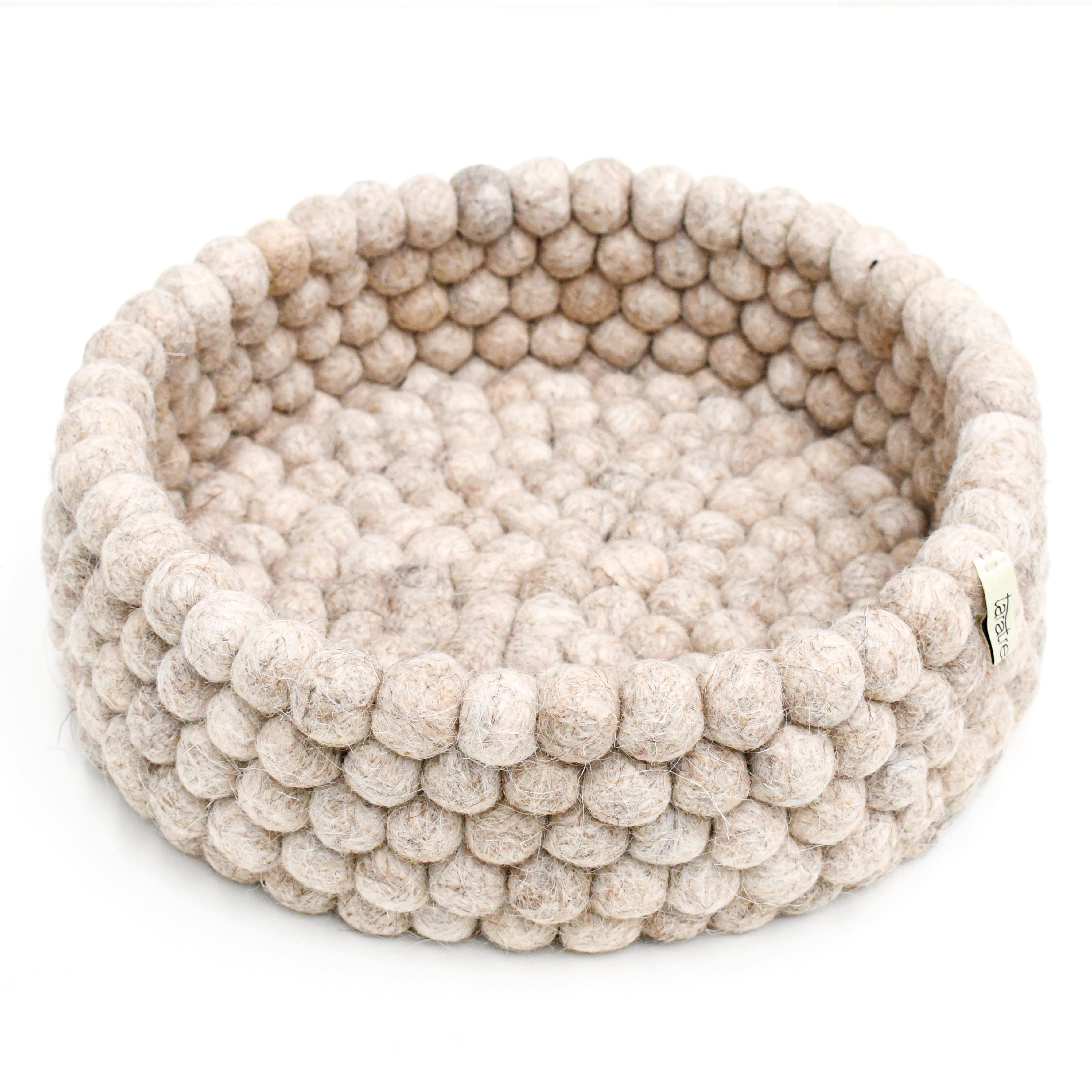 Felt Ball Basket - Sandy Beige 30cm - Tara Treasures