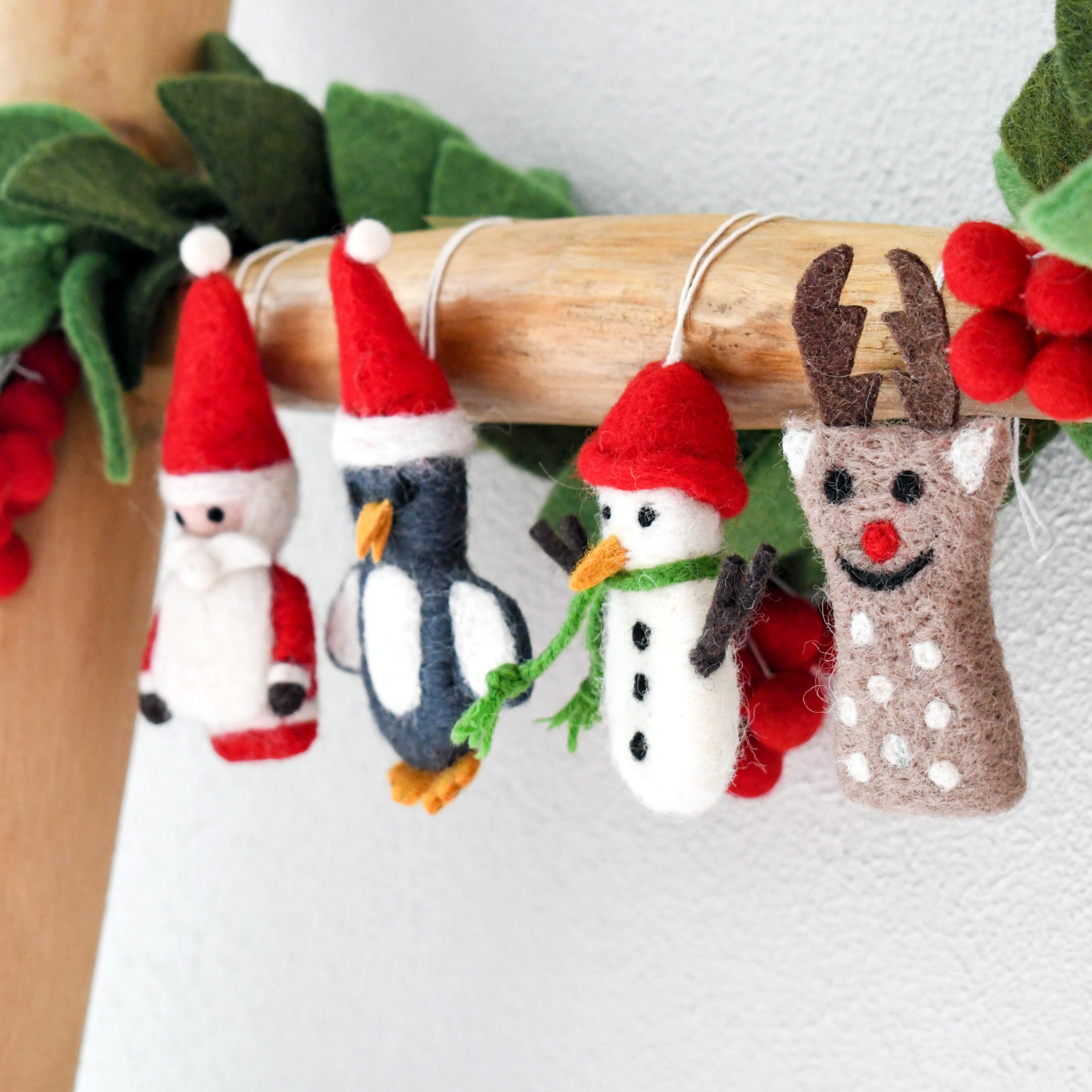 Felt Christmas Ornament Hangings (Set of 4) - Tara Treasures